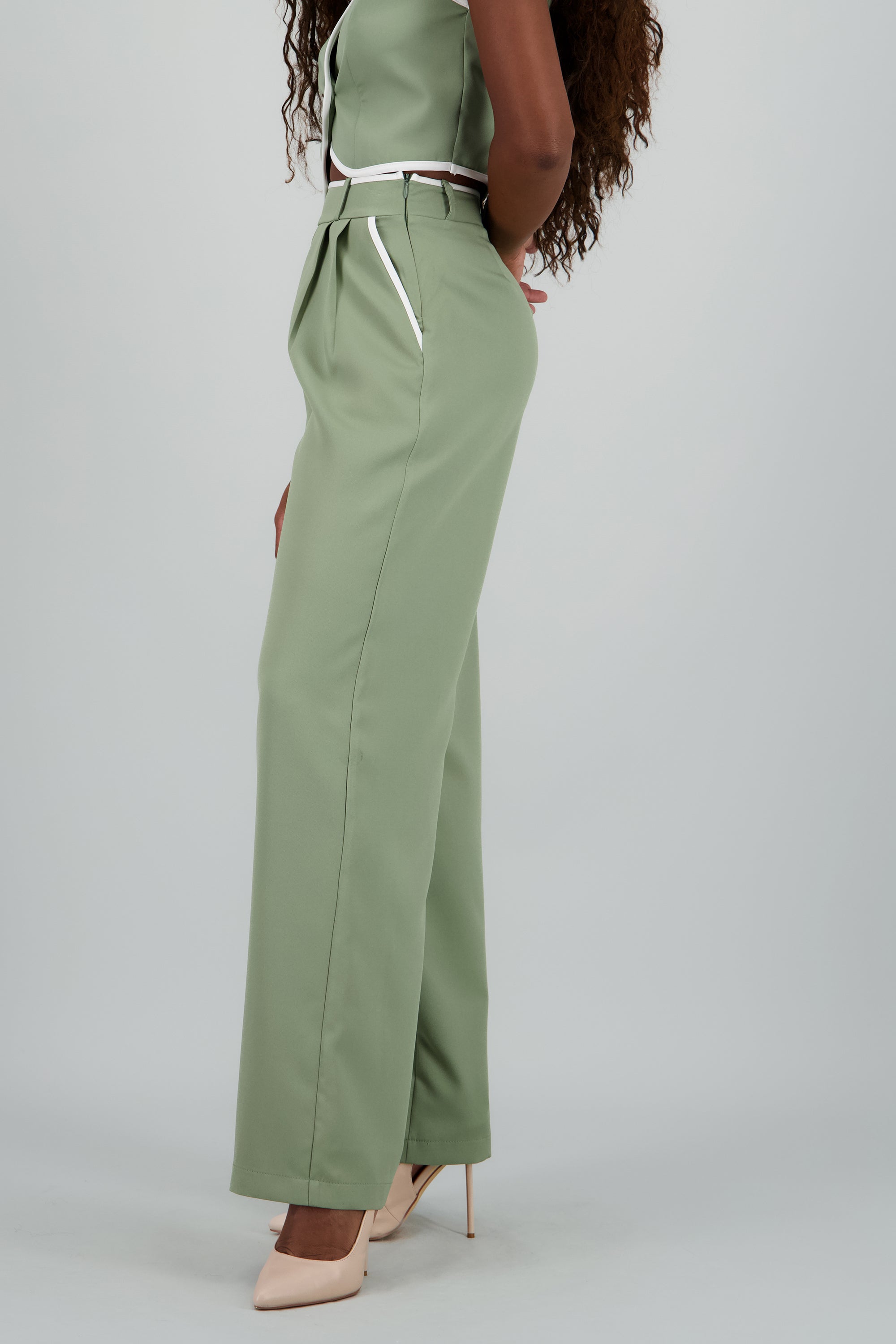 Pantalon sastre con pinza detalle contraste Hyp SAGE