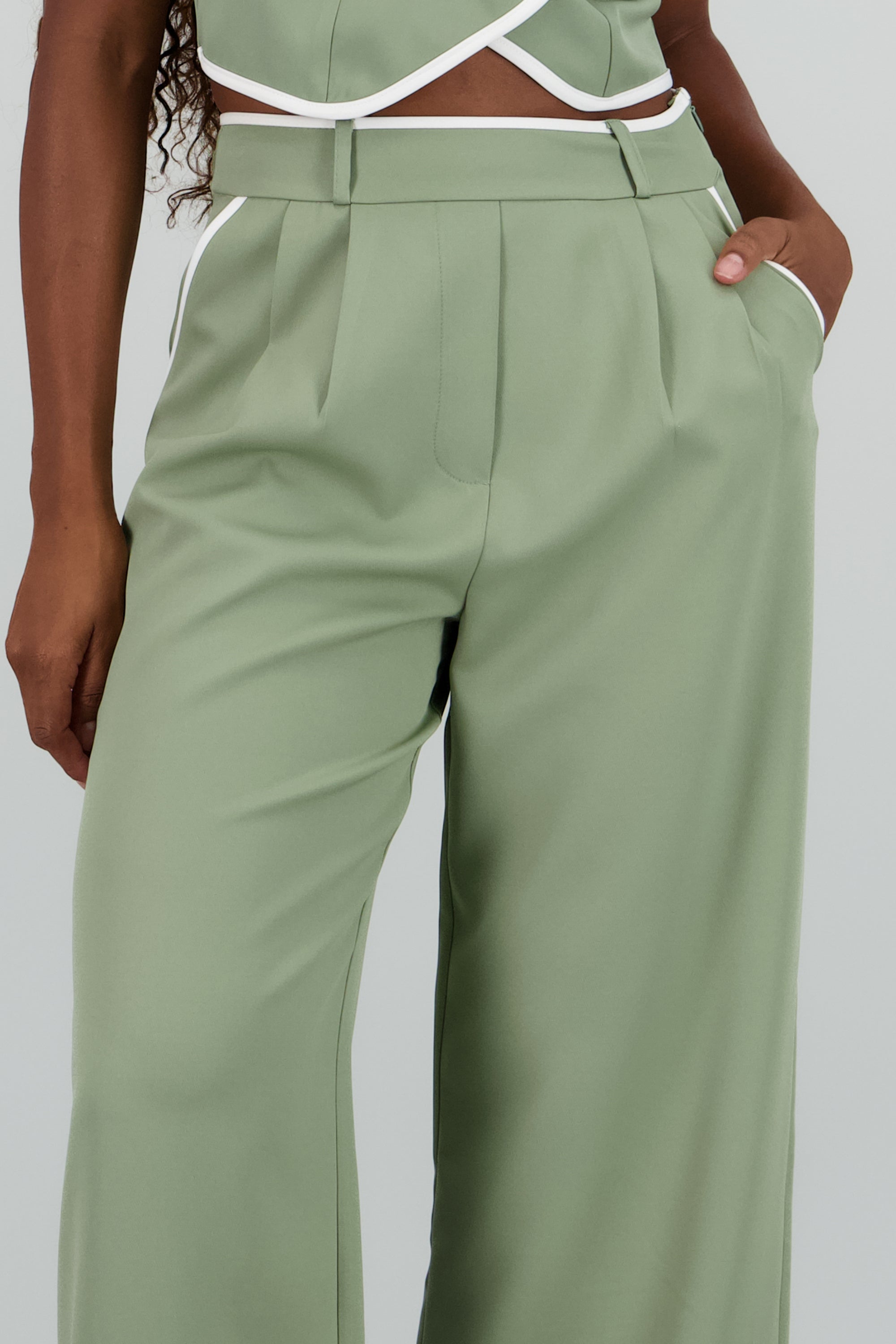 Pantalon sastre con pinza detalle contraste Hyp SAGE