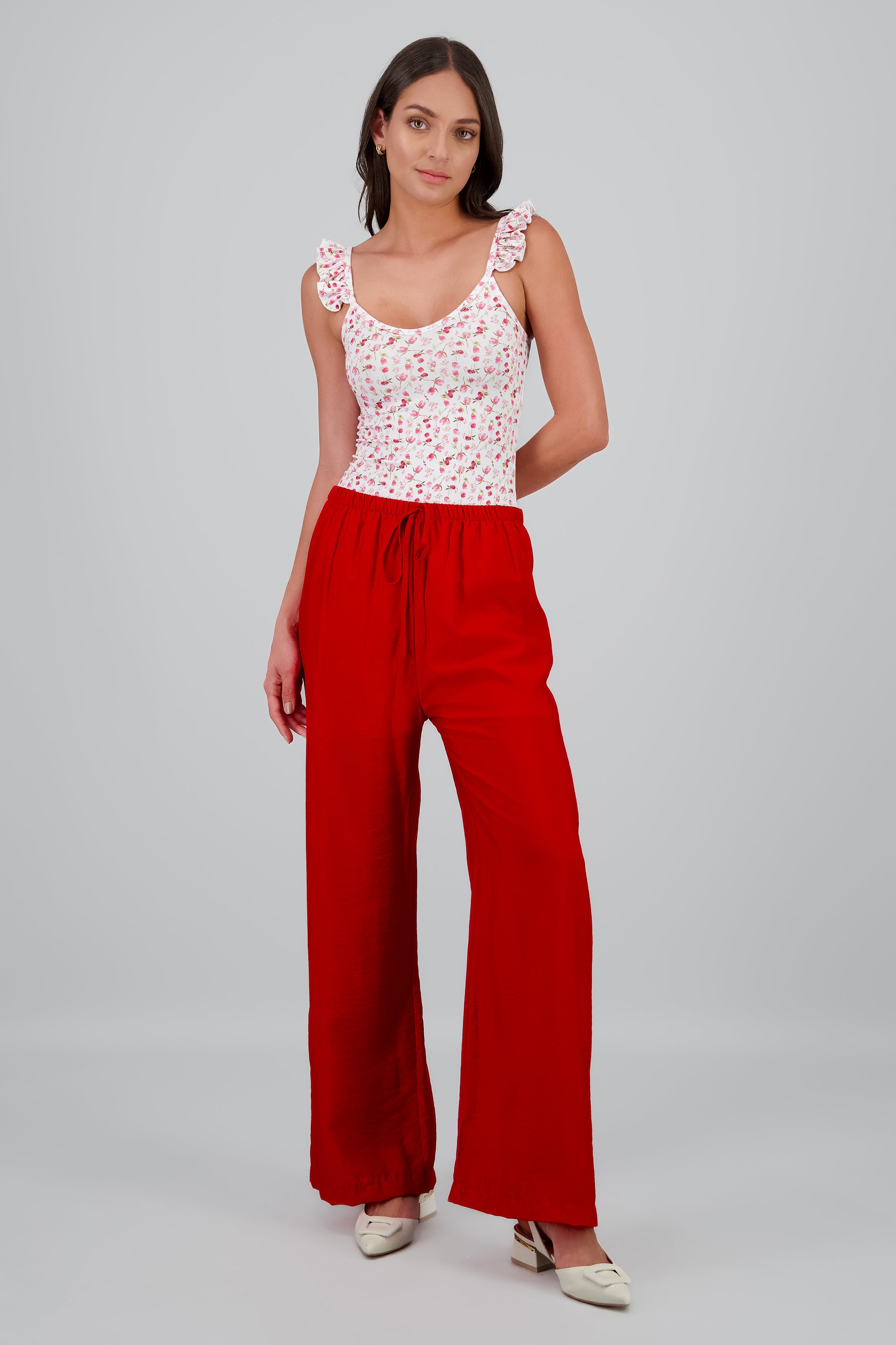 Pantalon fluido wide leg ROJO