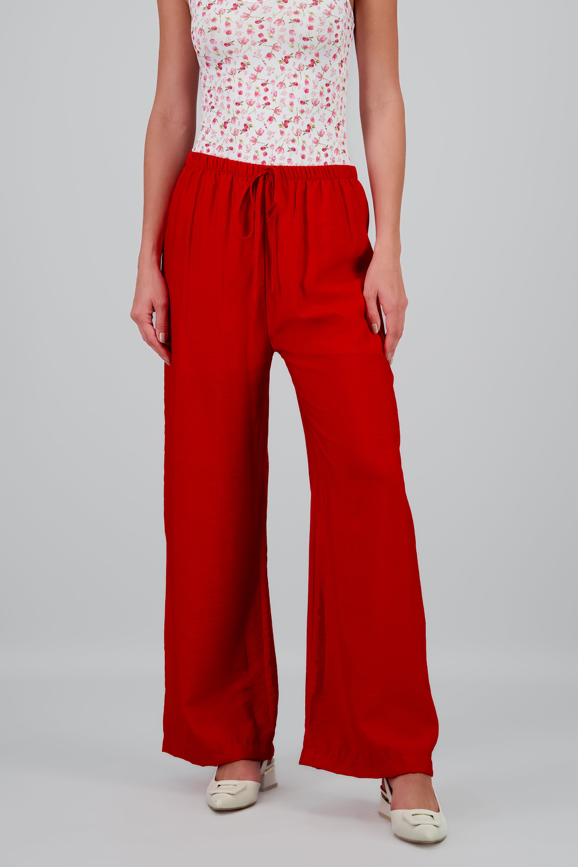 Pantalon fluido wide leg ROJO