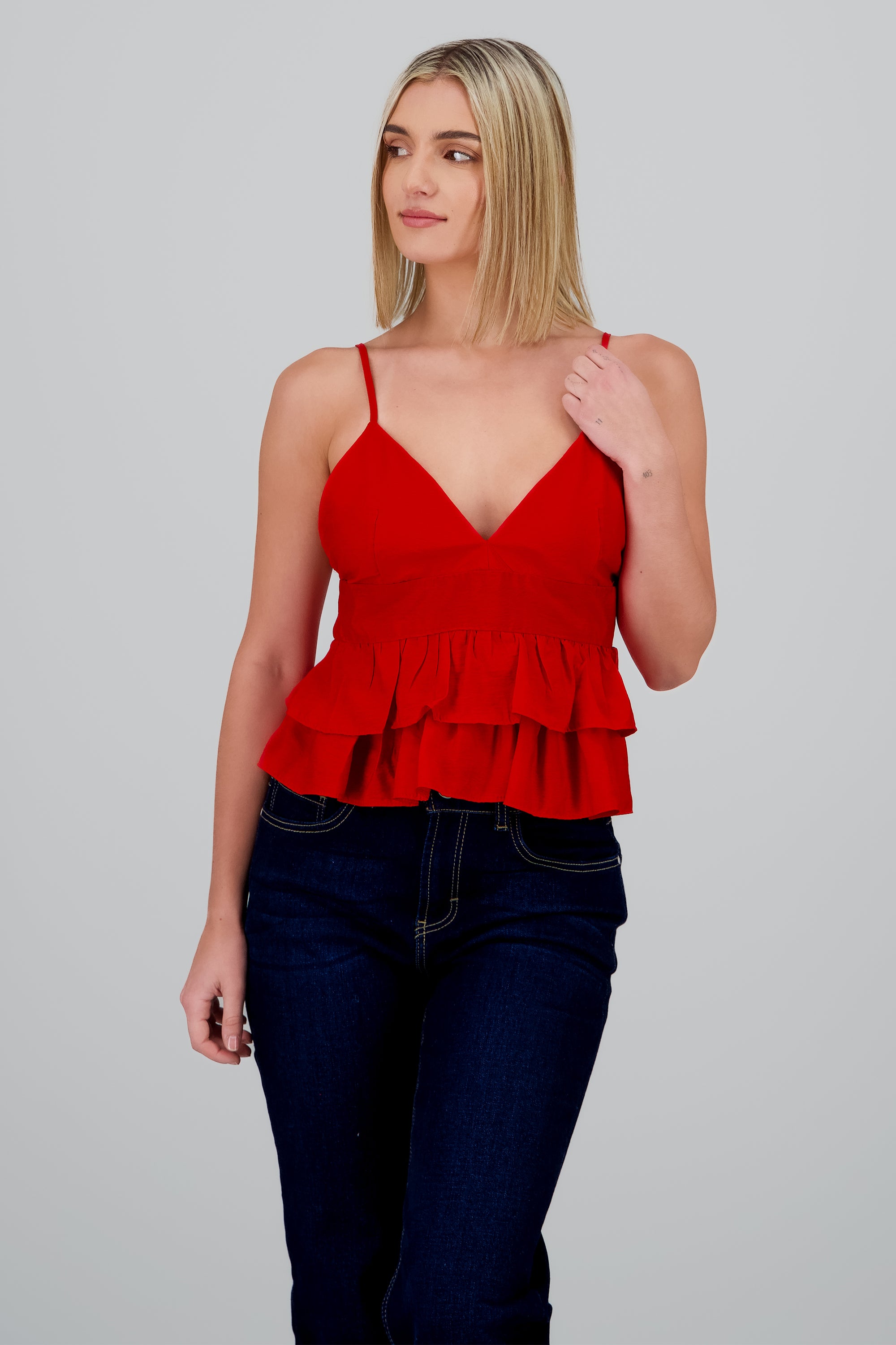 Blusa tirantes detalle olanes ROJO