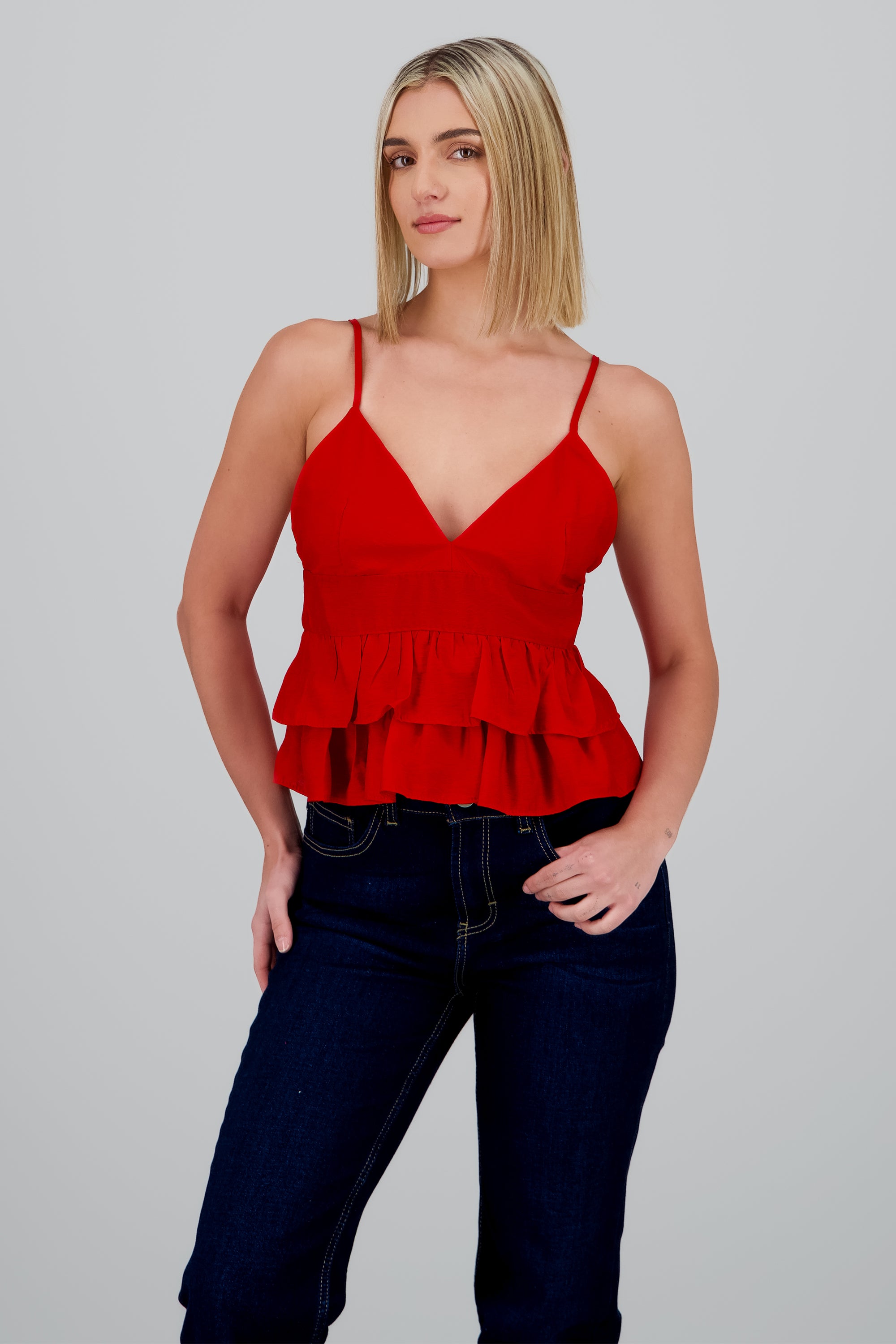 Blusa tirantes detalle olanes ROJO