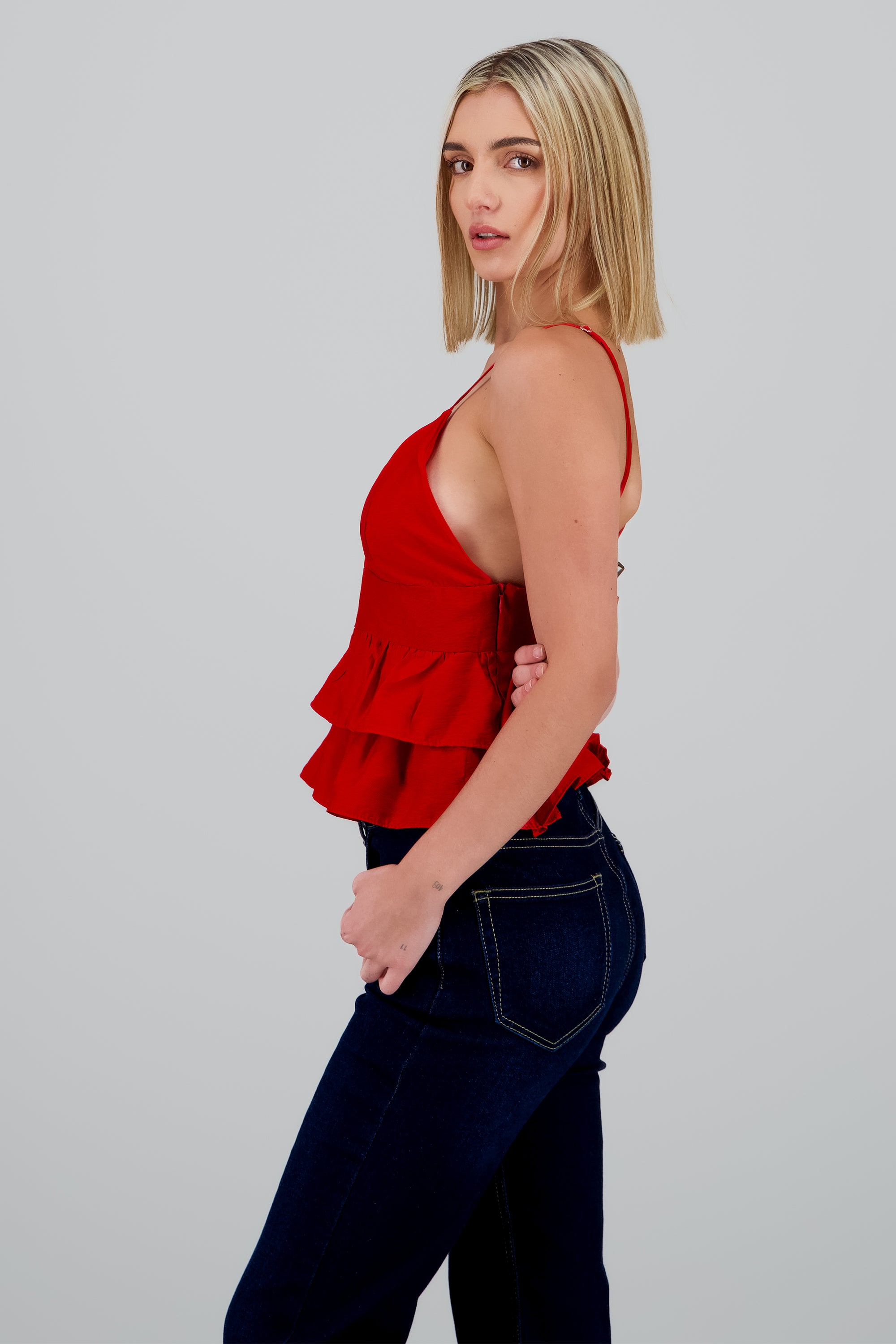 Blusa tirantes detalle olanes ROJO