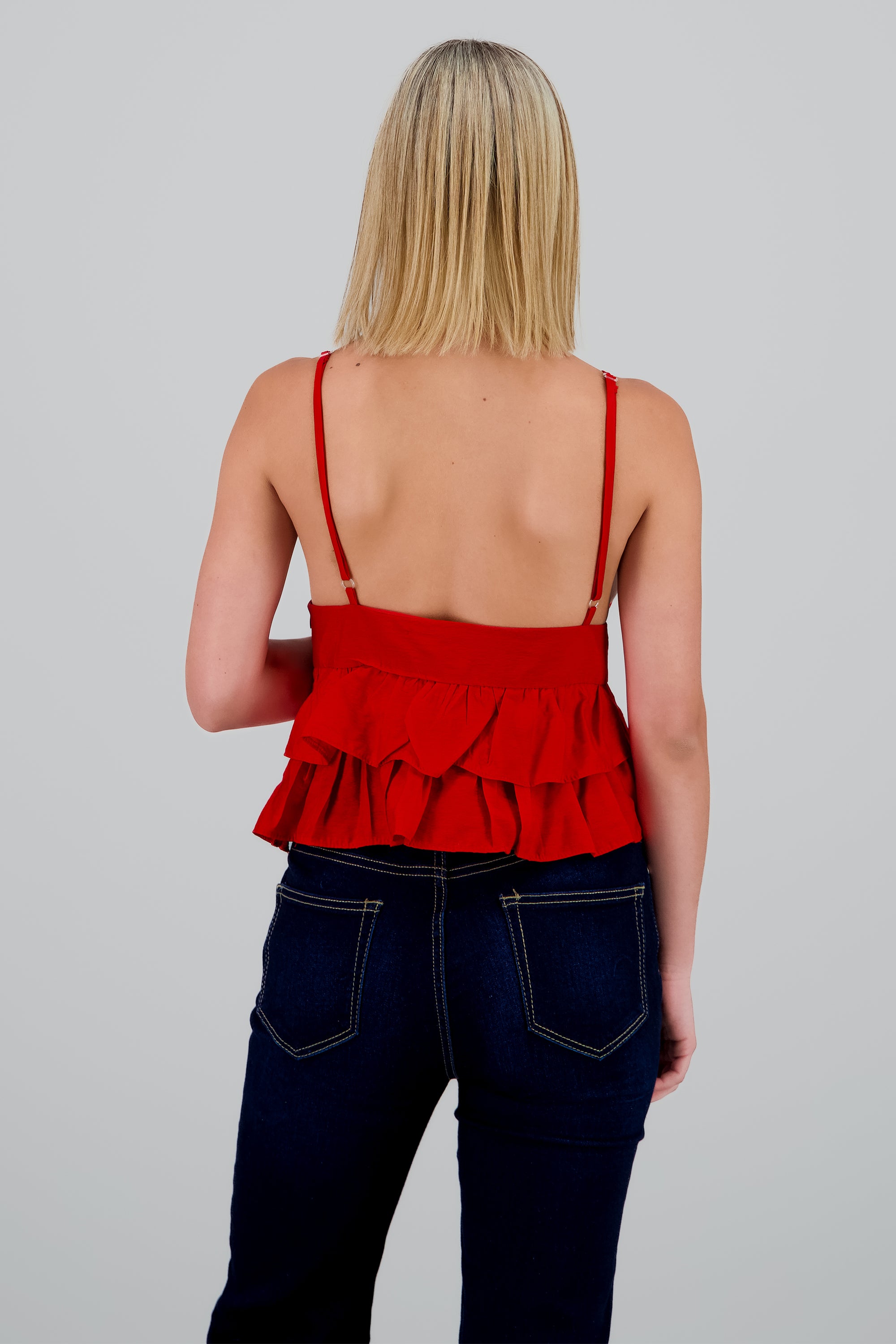 Blusa tirantes detalle olanes ROJO