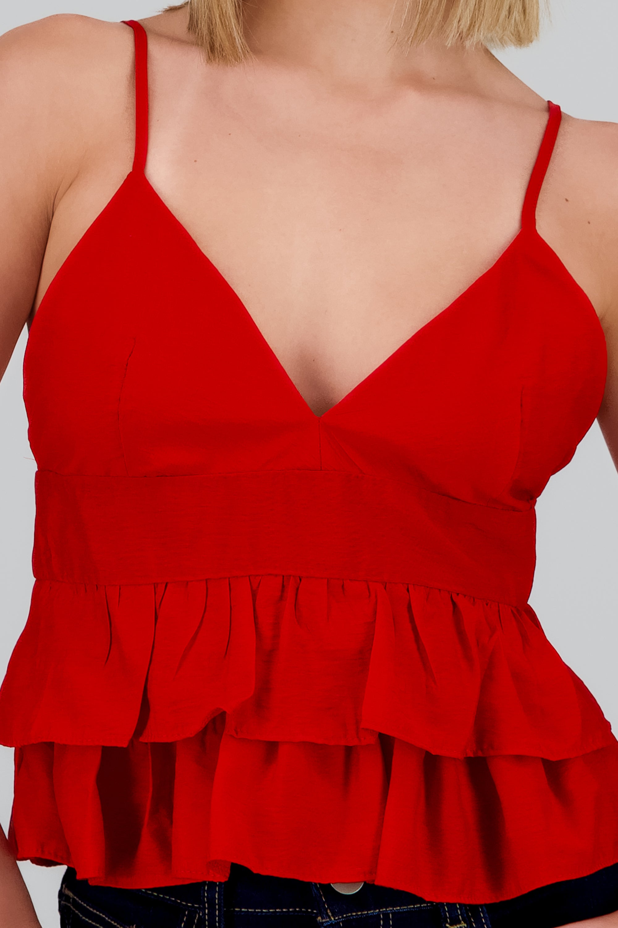 Blusa tirantes detalle olanes ROJO