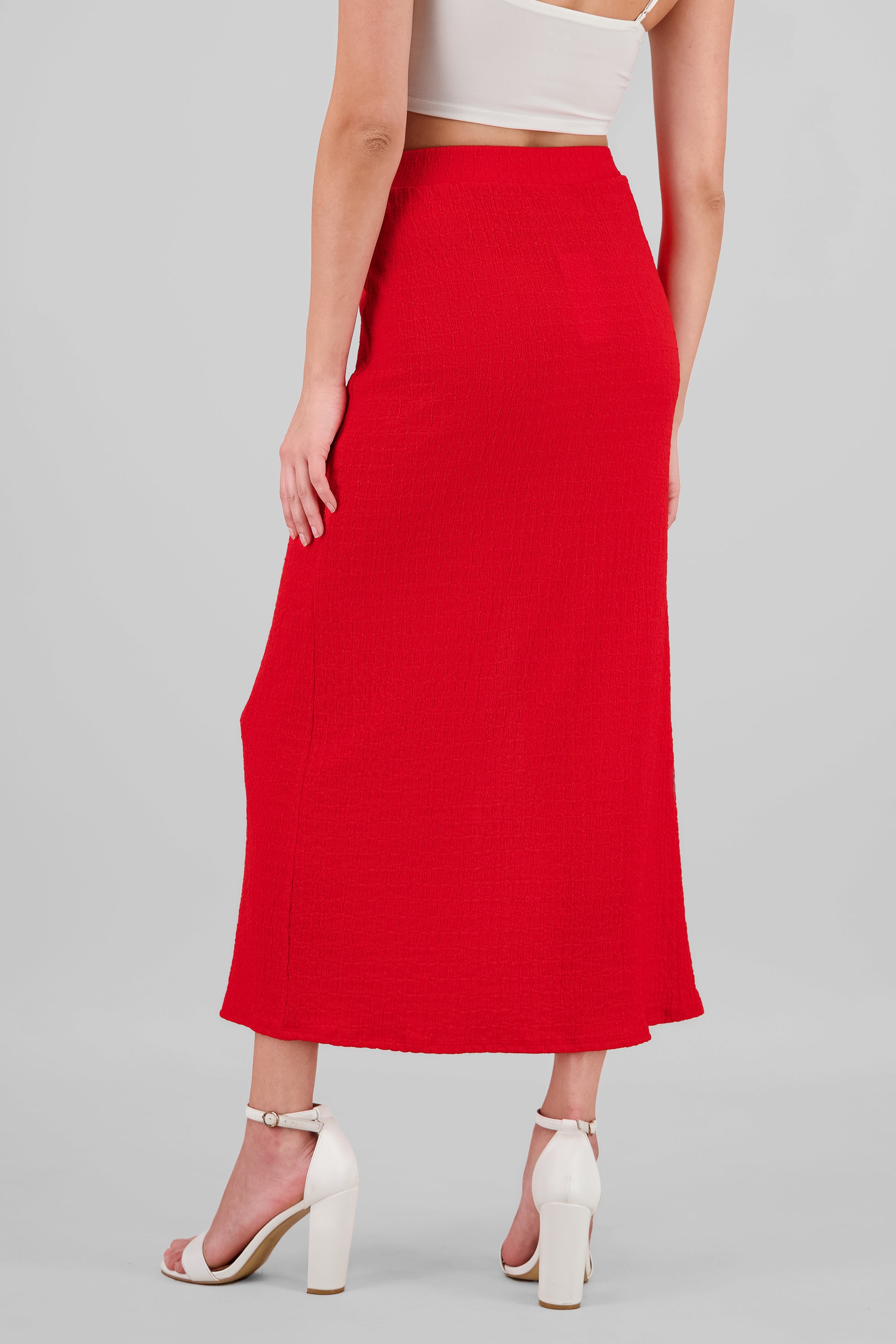 Falda midi detalle textura ROJO