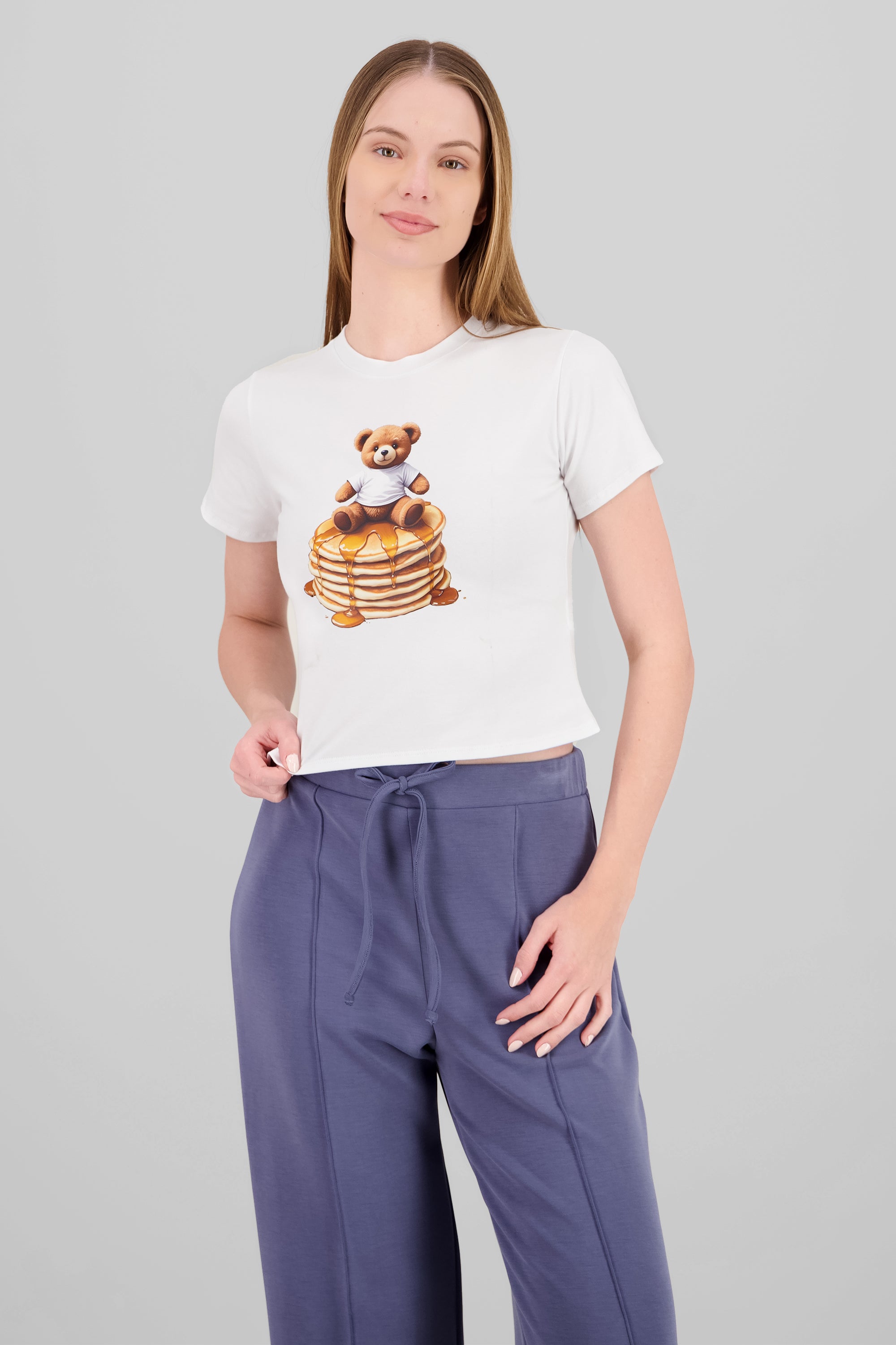 Playera corta estampado oso BLANCO COMBO