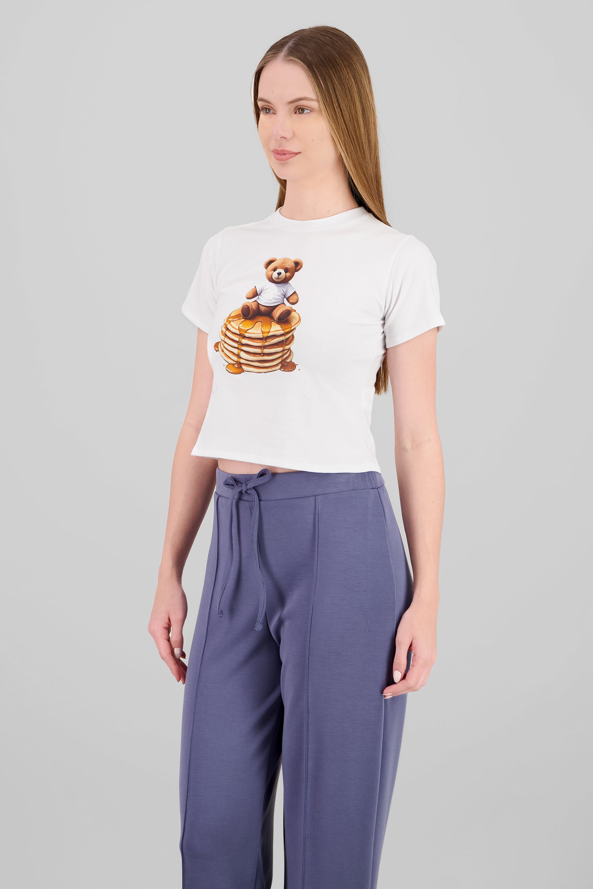 Playera corta estampado oso BLANCO COMBO