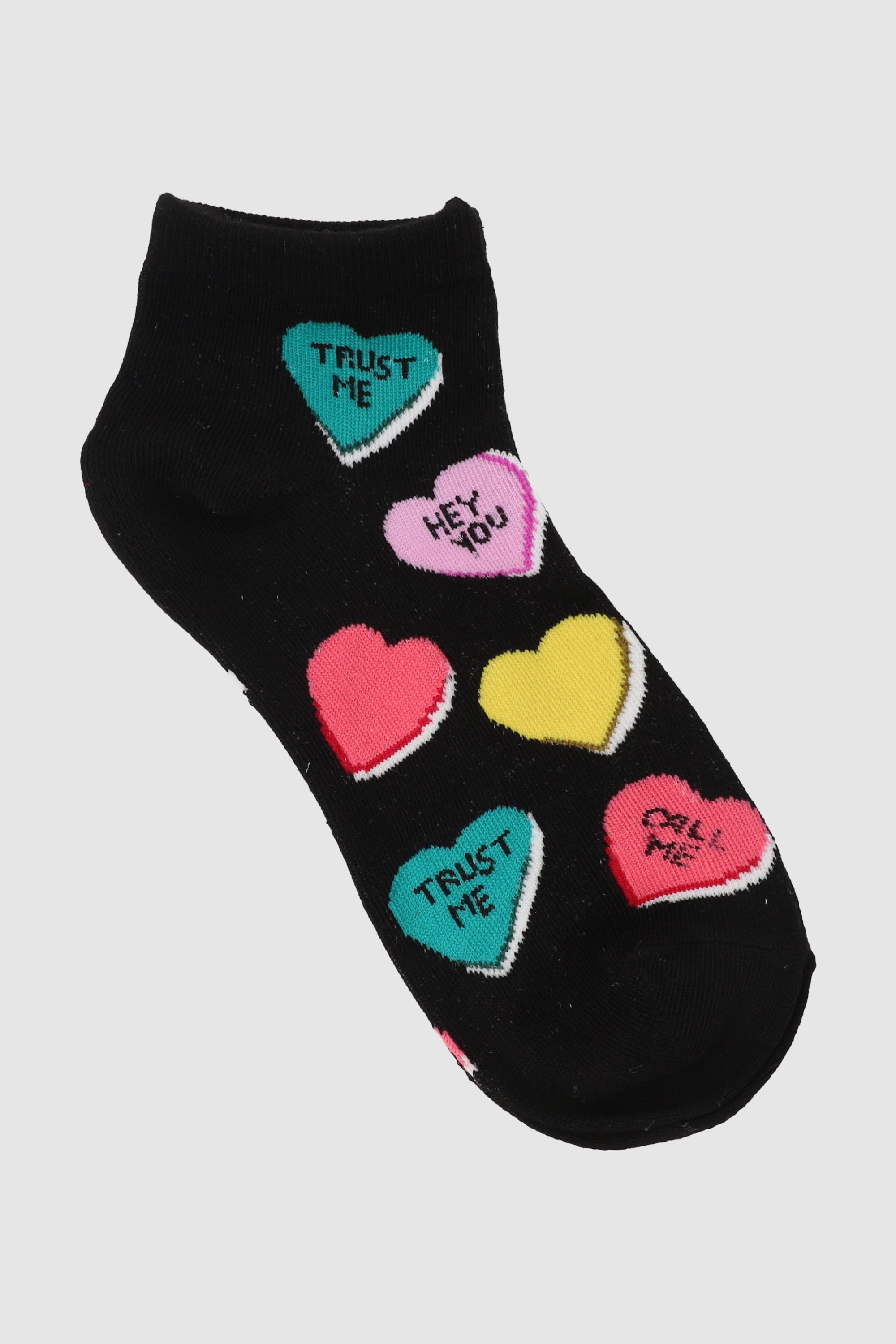 Calcetin corazones frase NEGRO COMBO