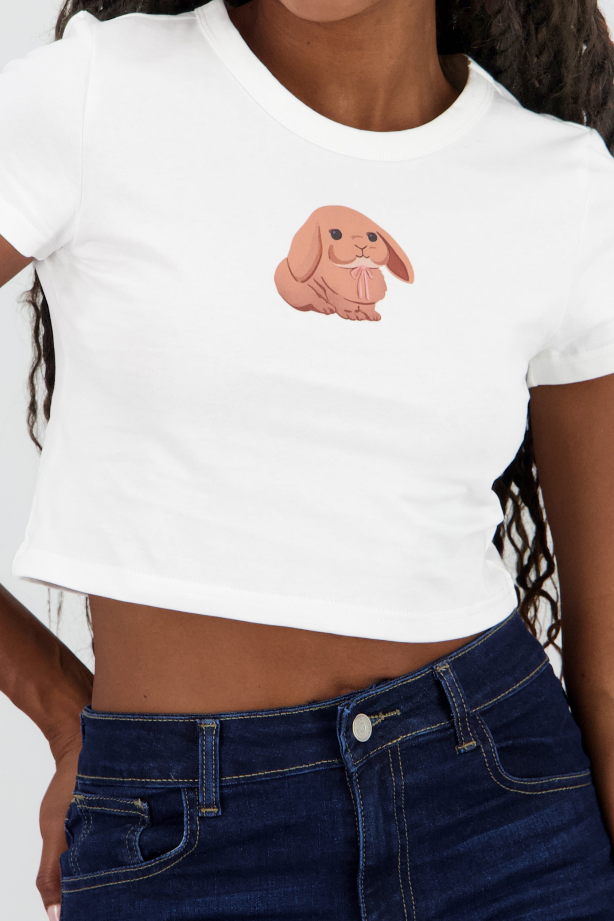 Playera manga corta estampado conejo BLANCO