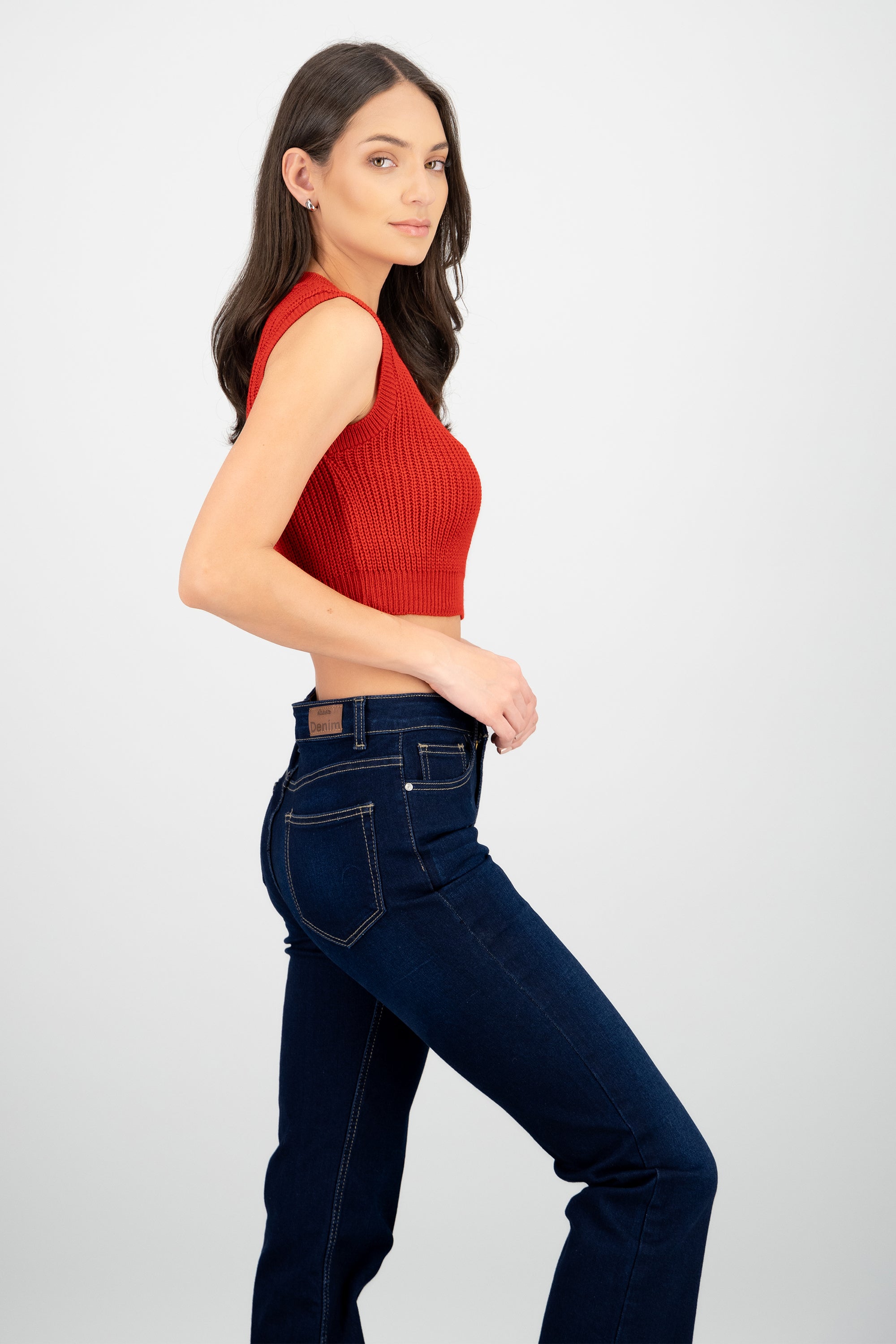 Crop top tejido de punto ROJO