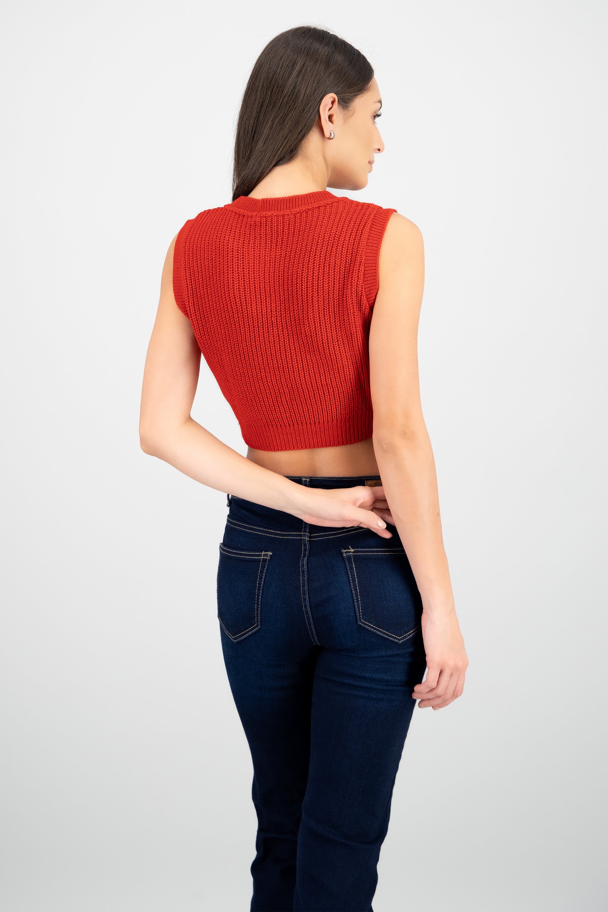 Crop top tejido de punto ROJO