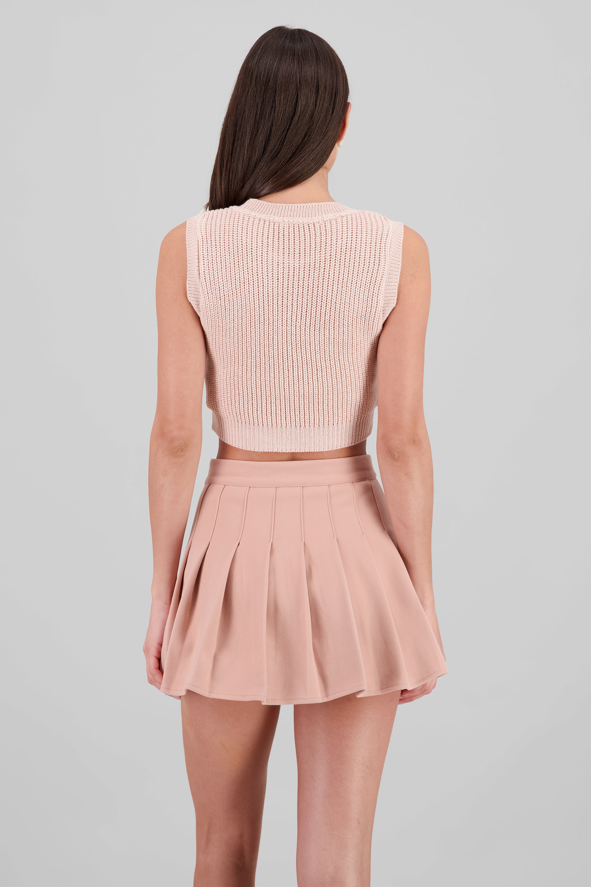 Crop top tejido de punto ROSA PASTEL