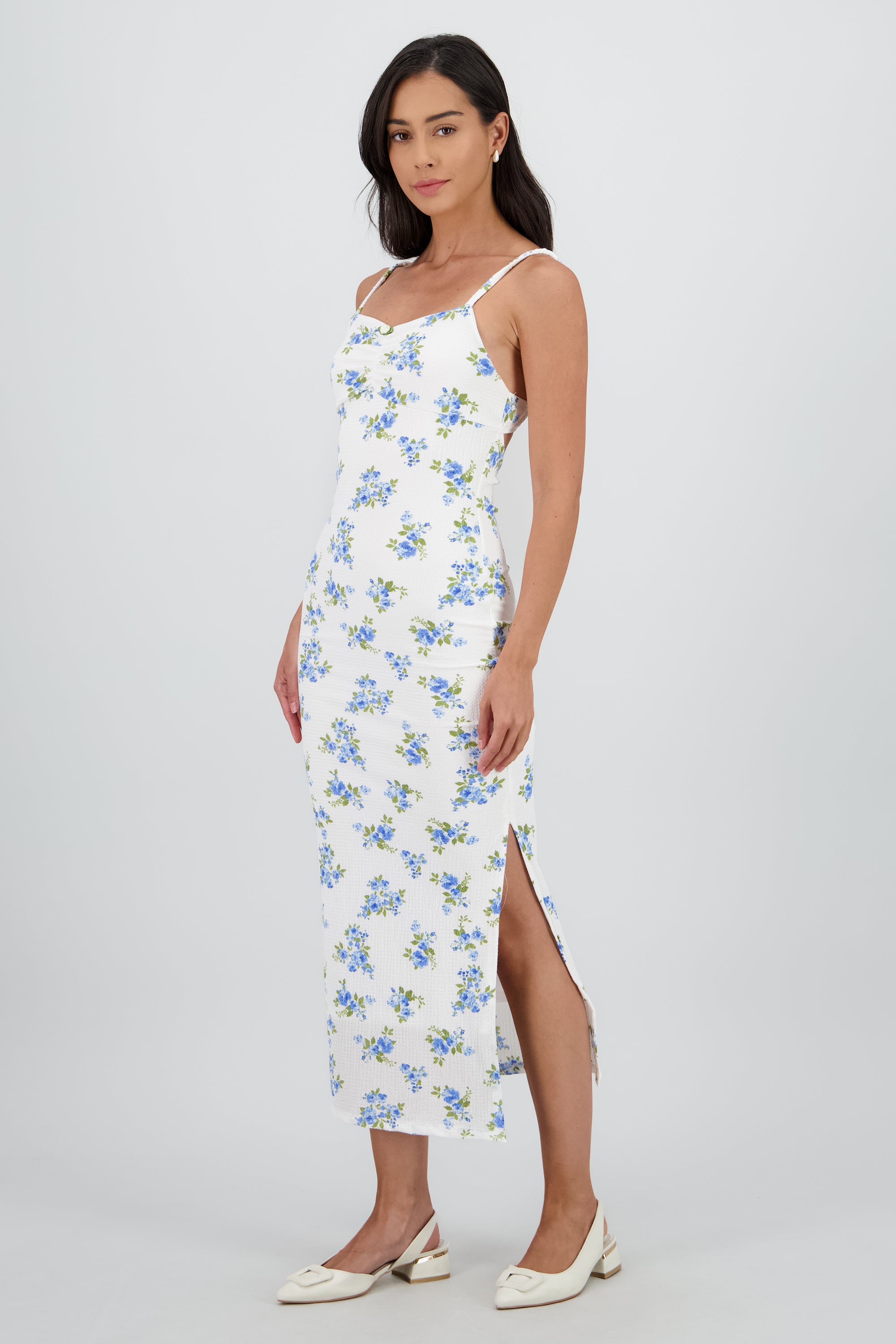 VESTIDO MAXI FLORAL AZUL