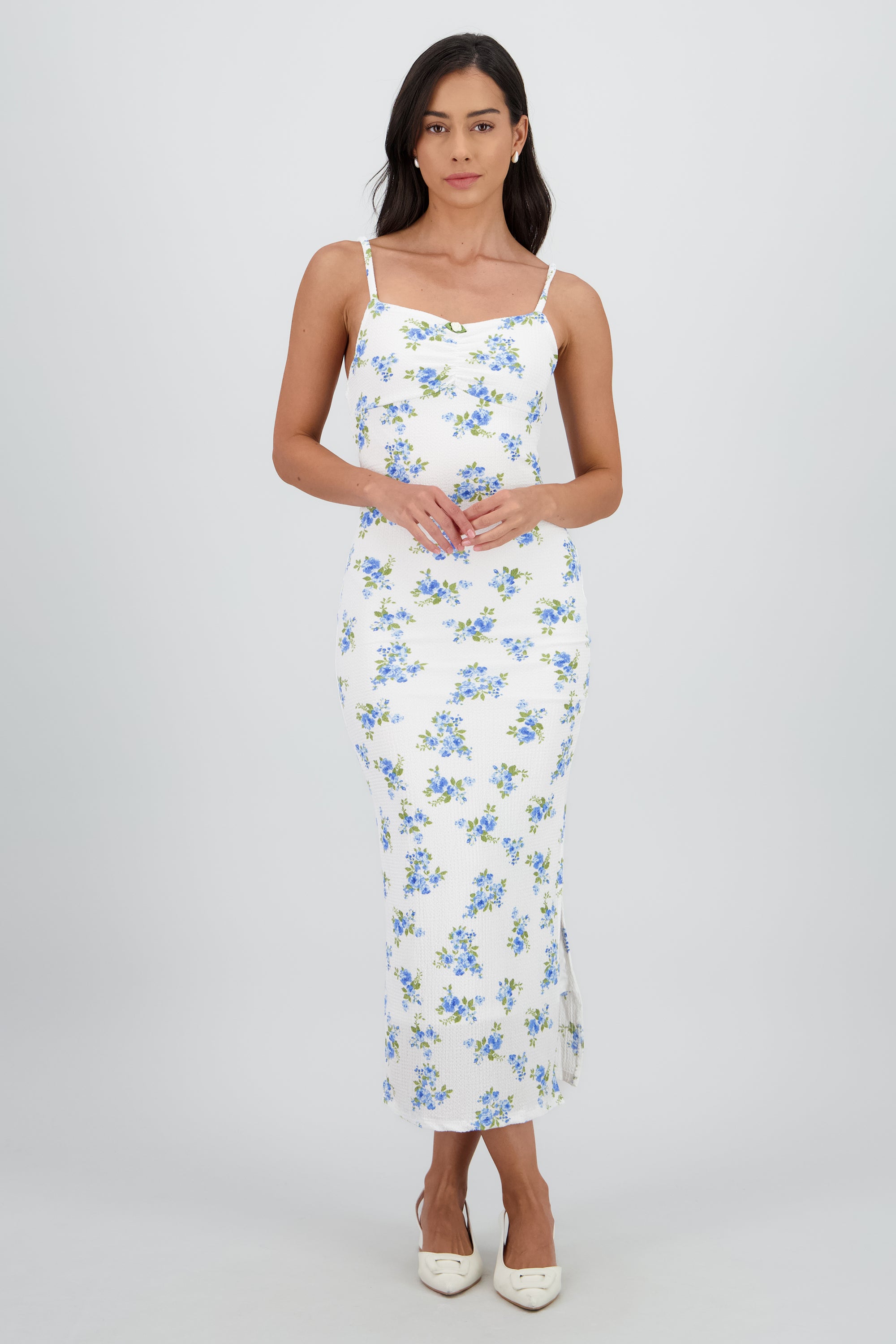 VESTIDO MAXI FLORAL AZUL
