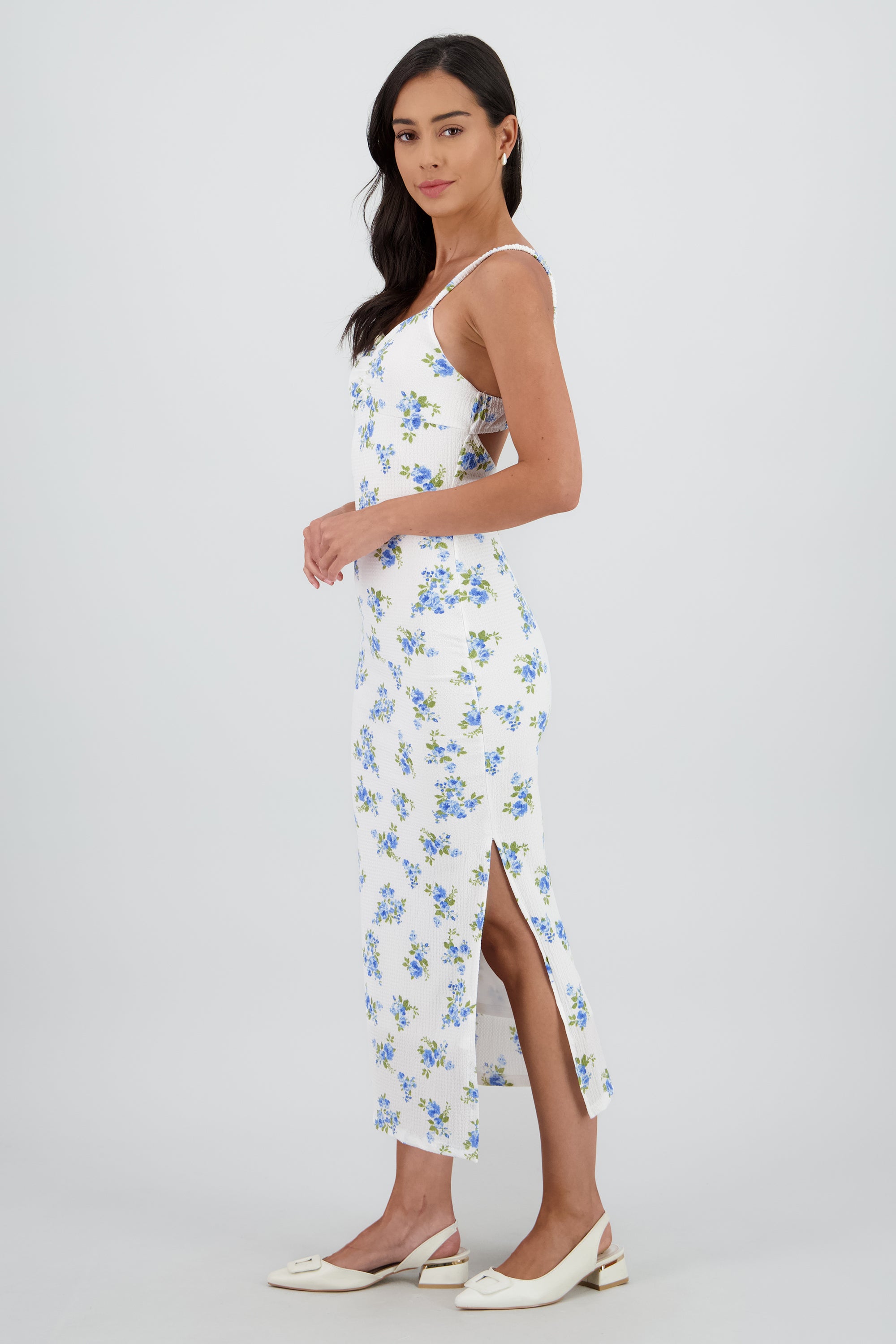 VESTIDO MAXI FLORAL AZUL