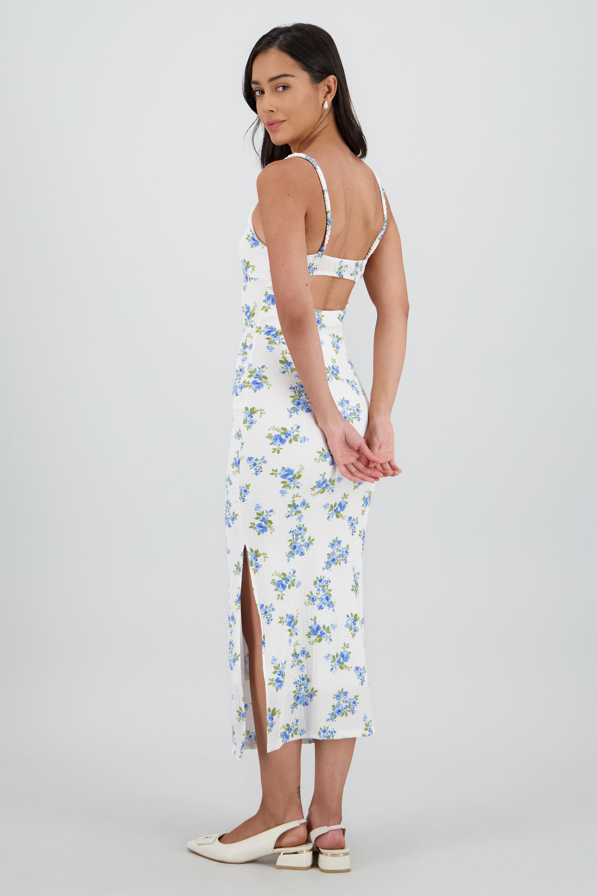 VESTIDO MAXI FLORAL AZUL