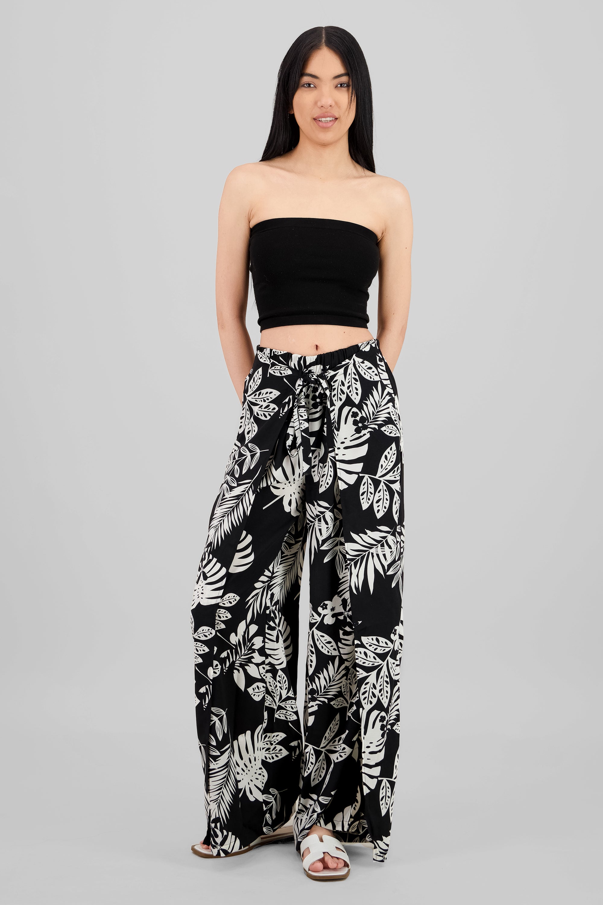 PANTALONES DETALLE TROPICAL NEGRO