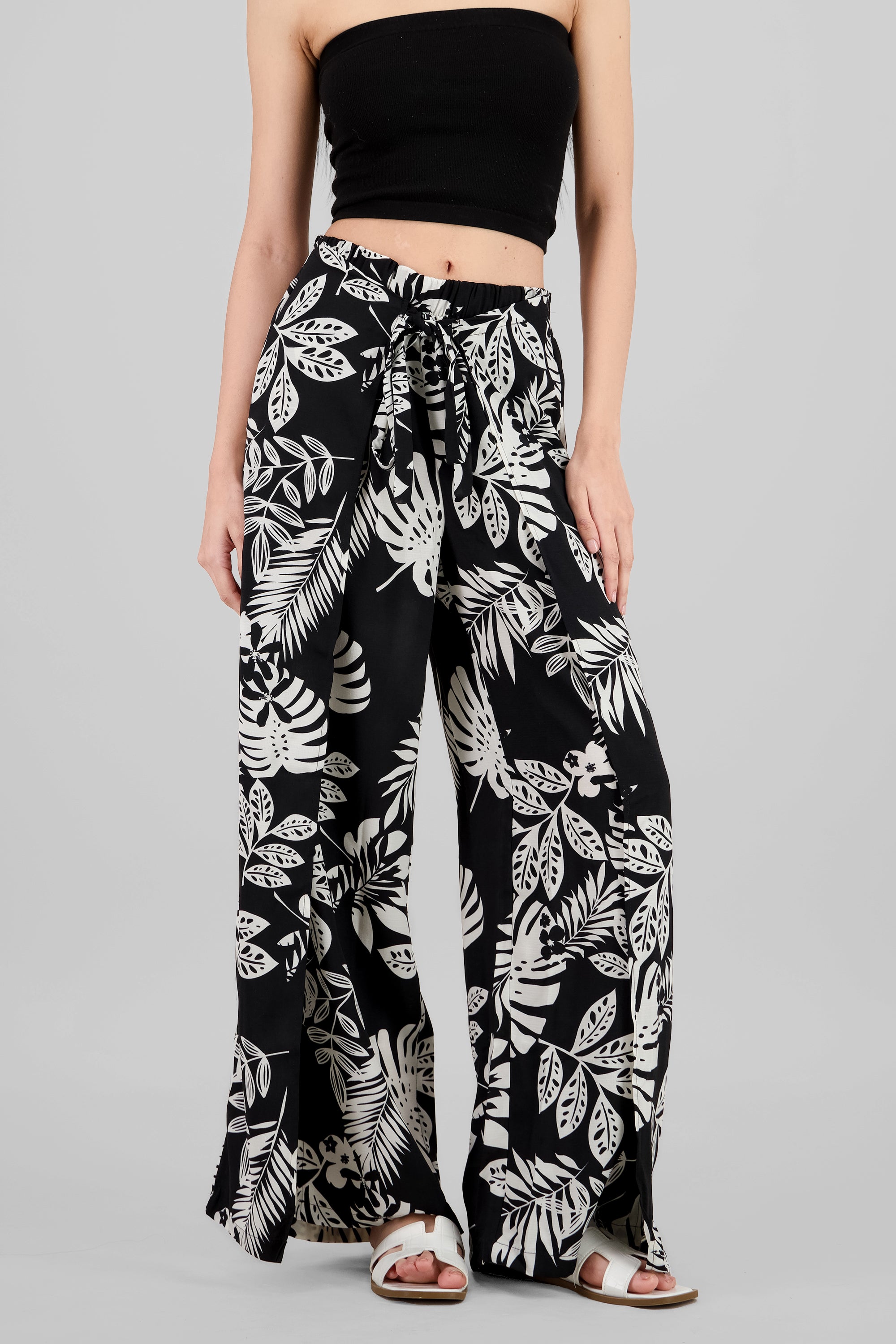 PANTALONES DETALLE TROPICAL NEGRO