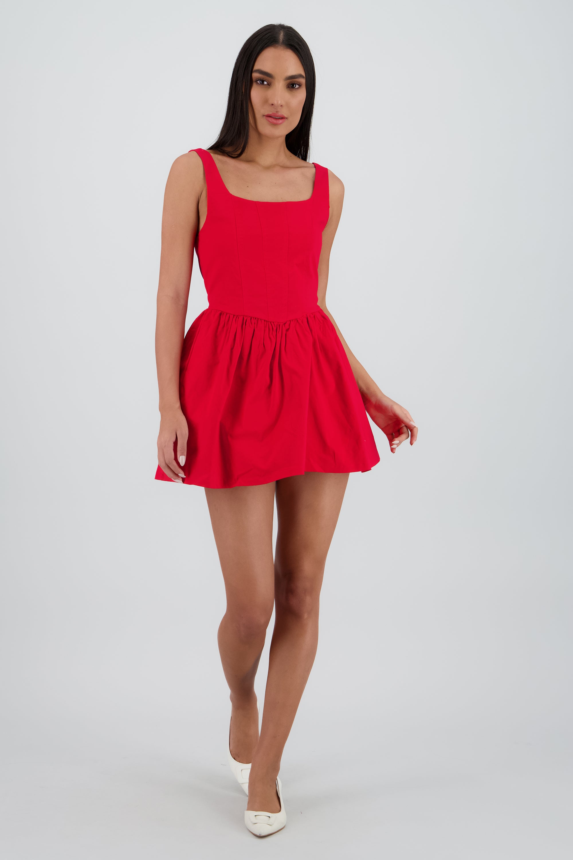 Vestido mini globo liso ROJO