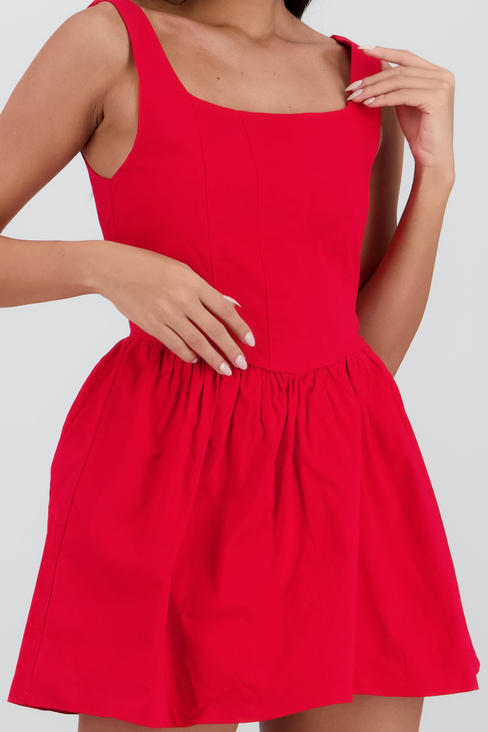 Vestido mini globo liso ROJO