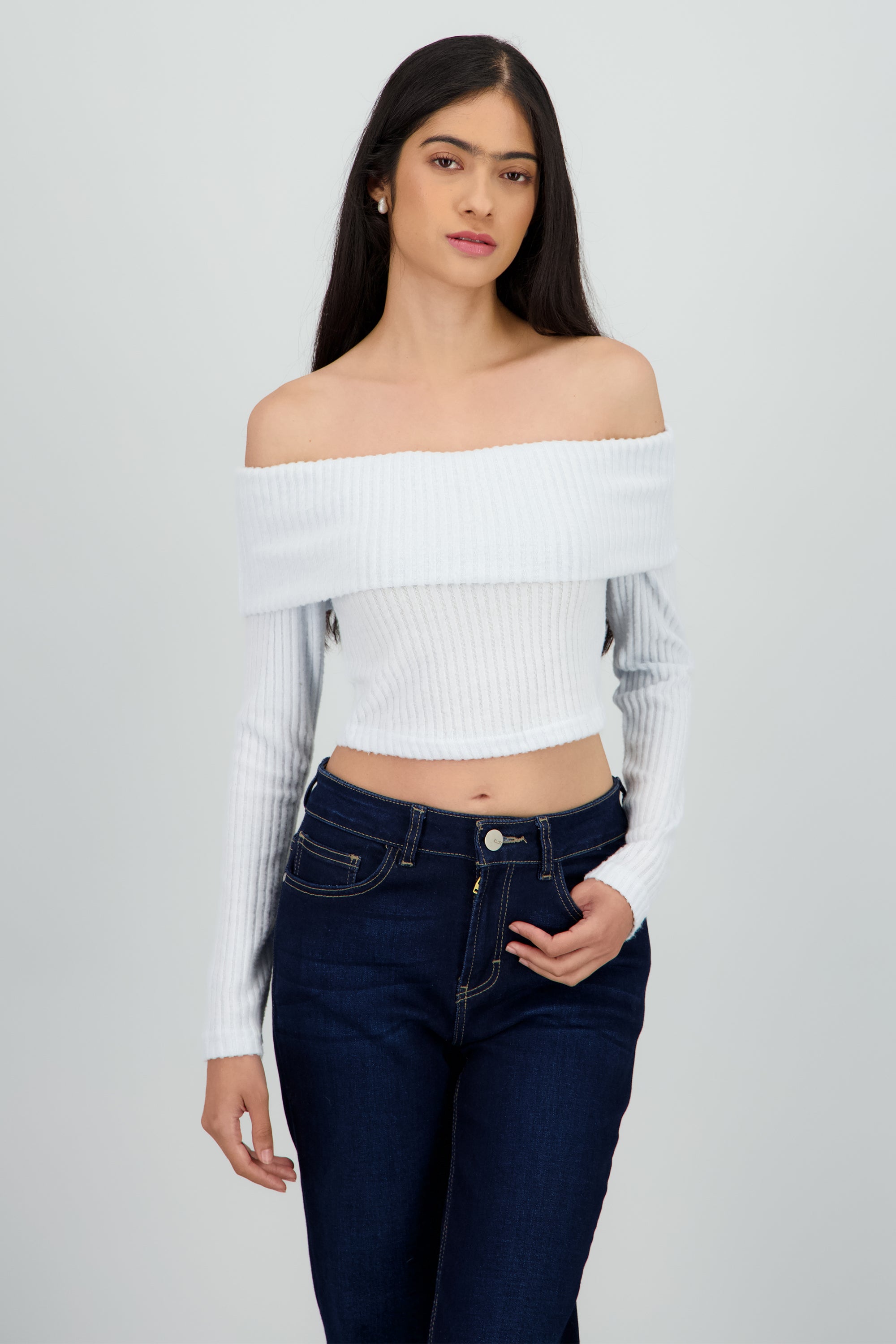 Top off shoulder liso tipo rib
