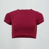 Top crop doble tela manga corta