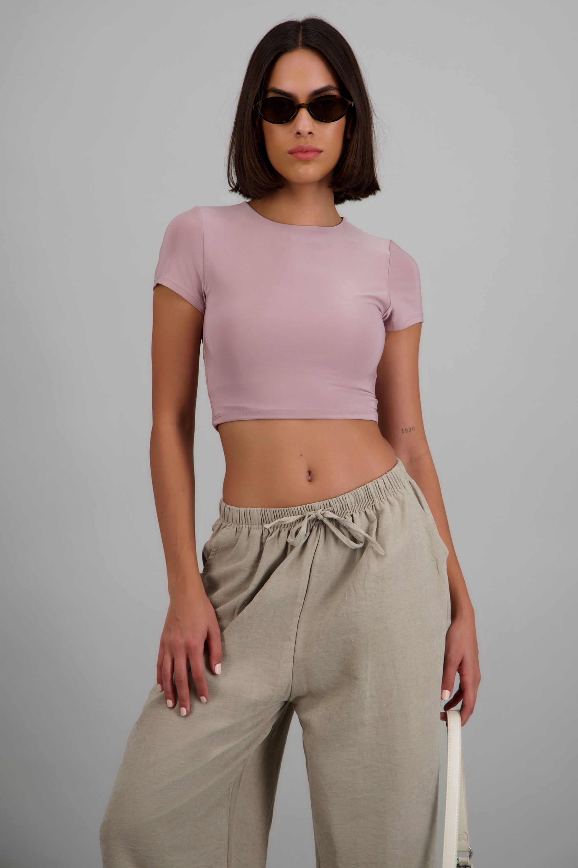 Top crop doble tela manga corta MARSALA