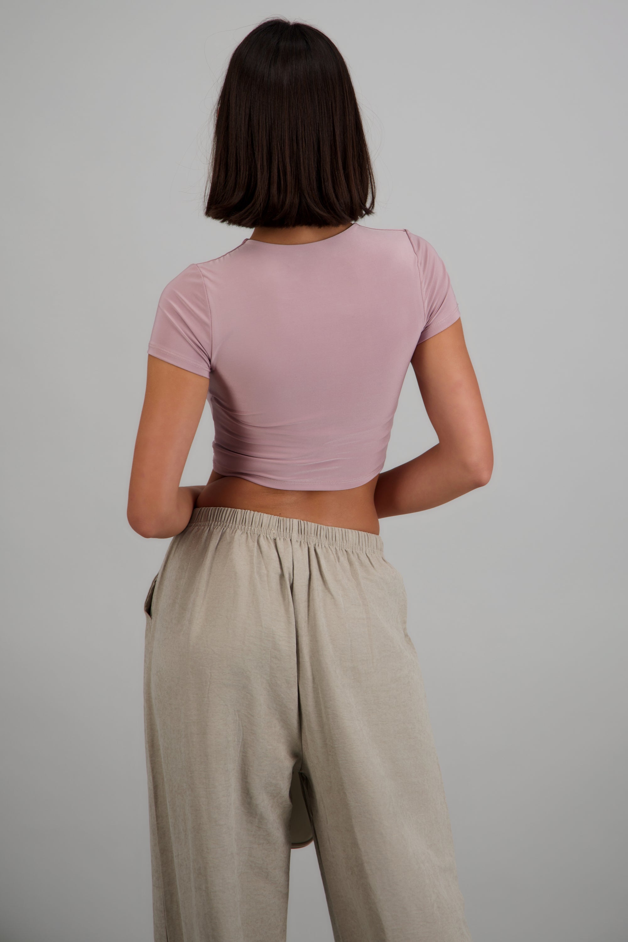 Top crop doble tela manga corta MARSALA