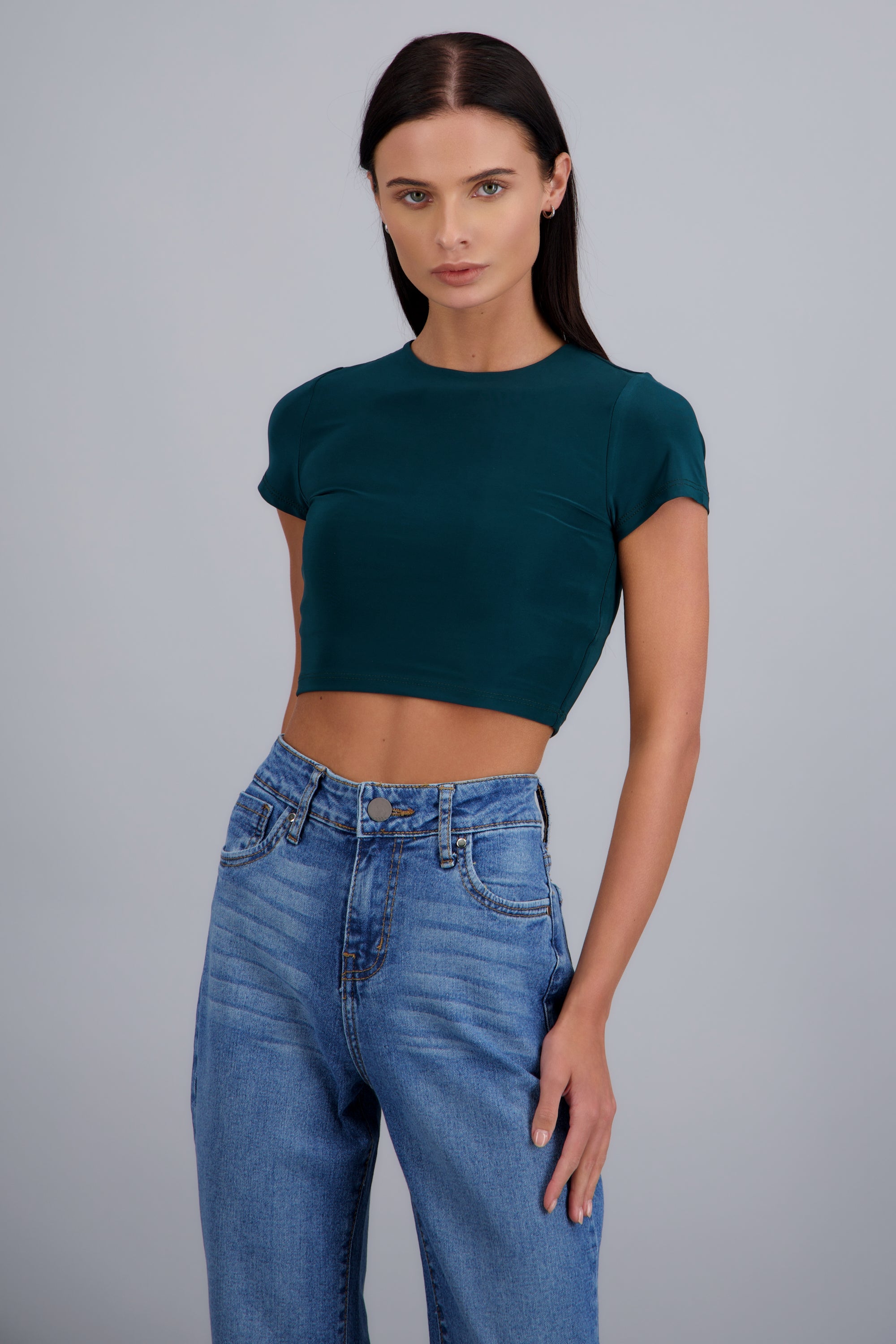 Top crop doble tela manga corta JADE