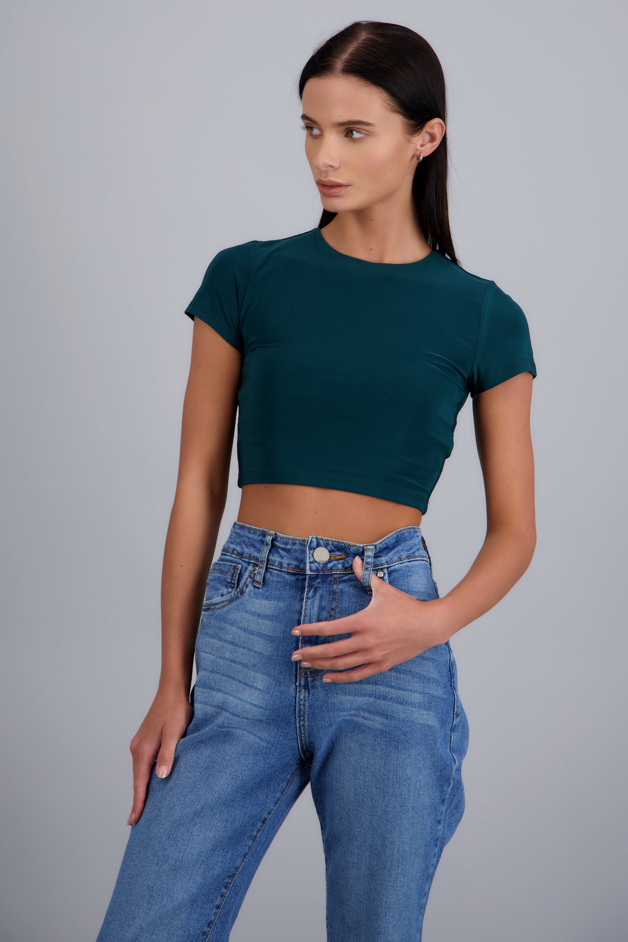 Top crop doble tela manga corta JADE