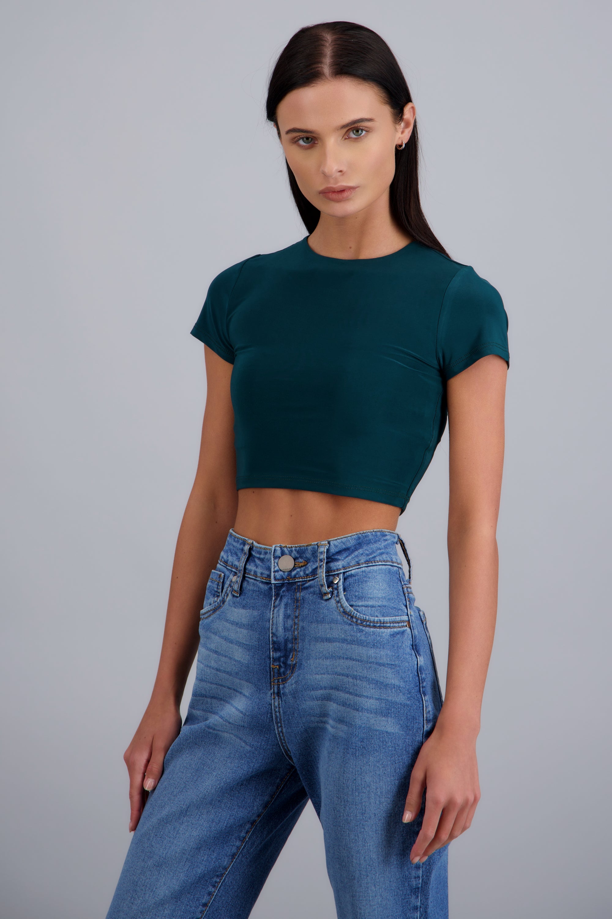 Top crop doble tela manga corta JADE