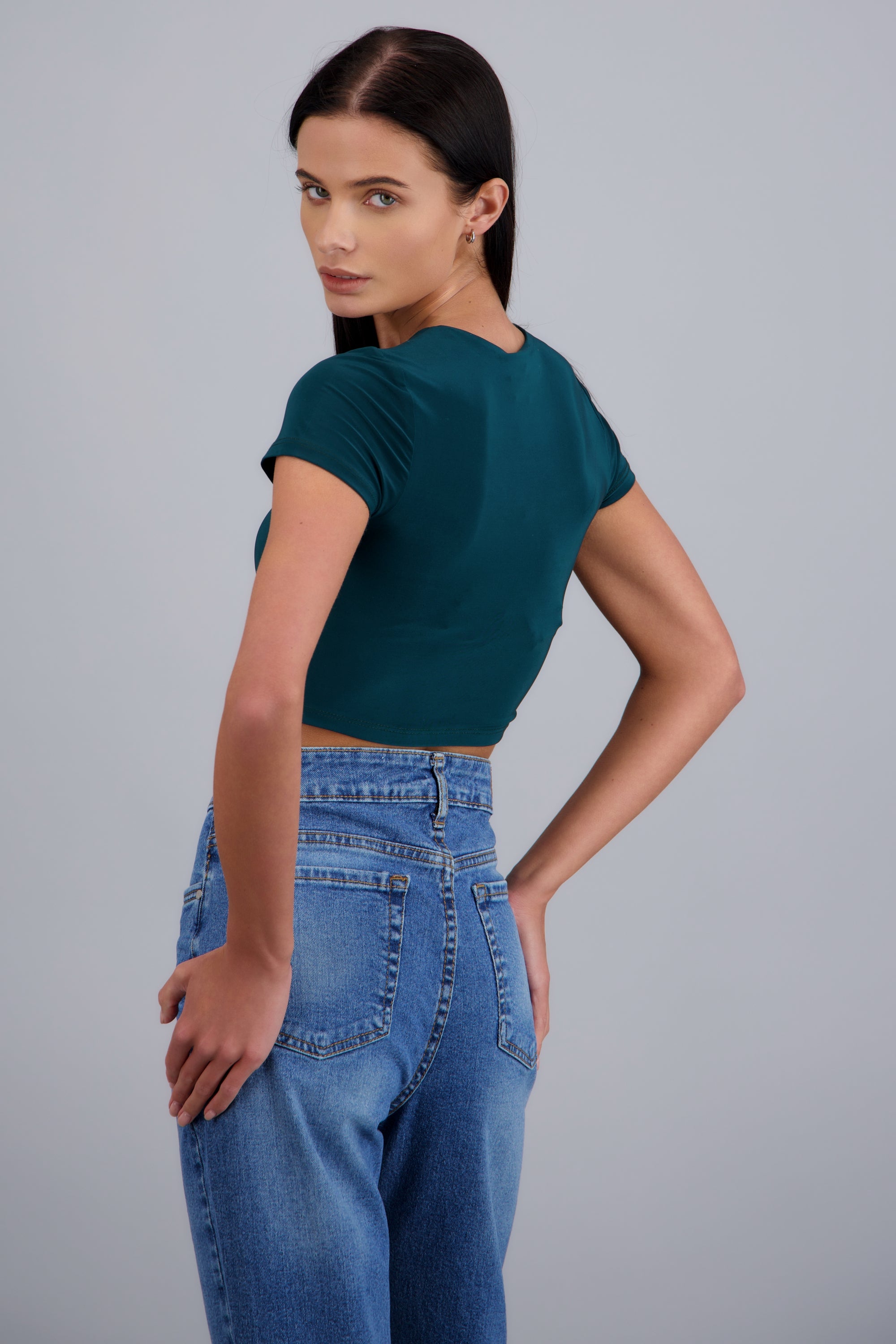Top crop doble tela manga corta JADE
