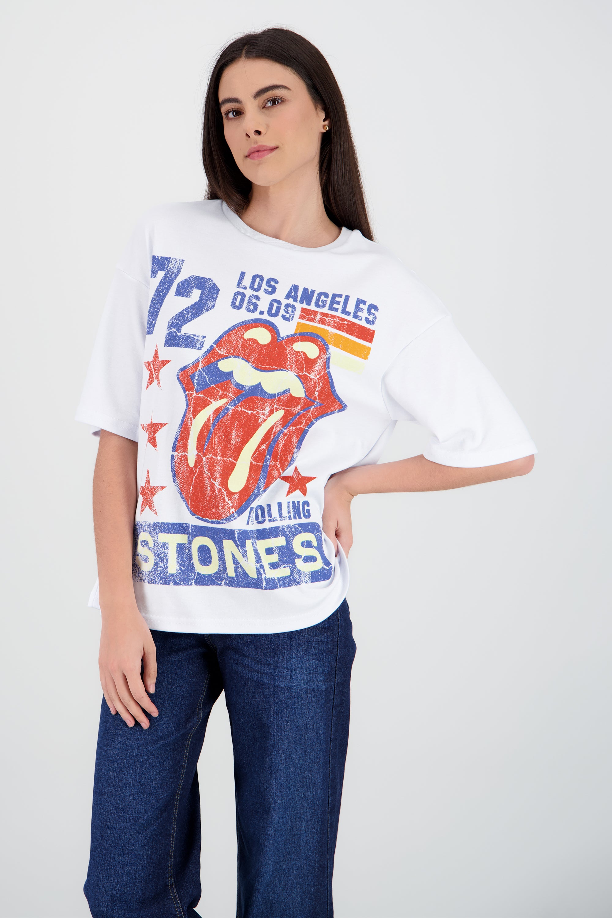 Playera rolling stones los angeles BLANCO