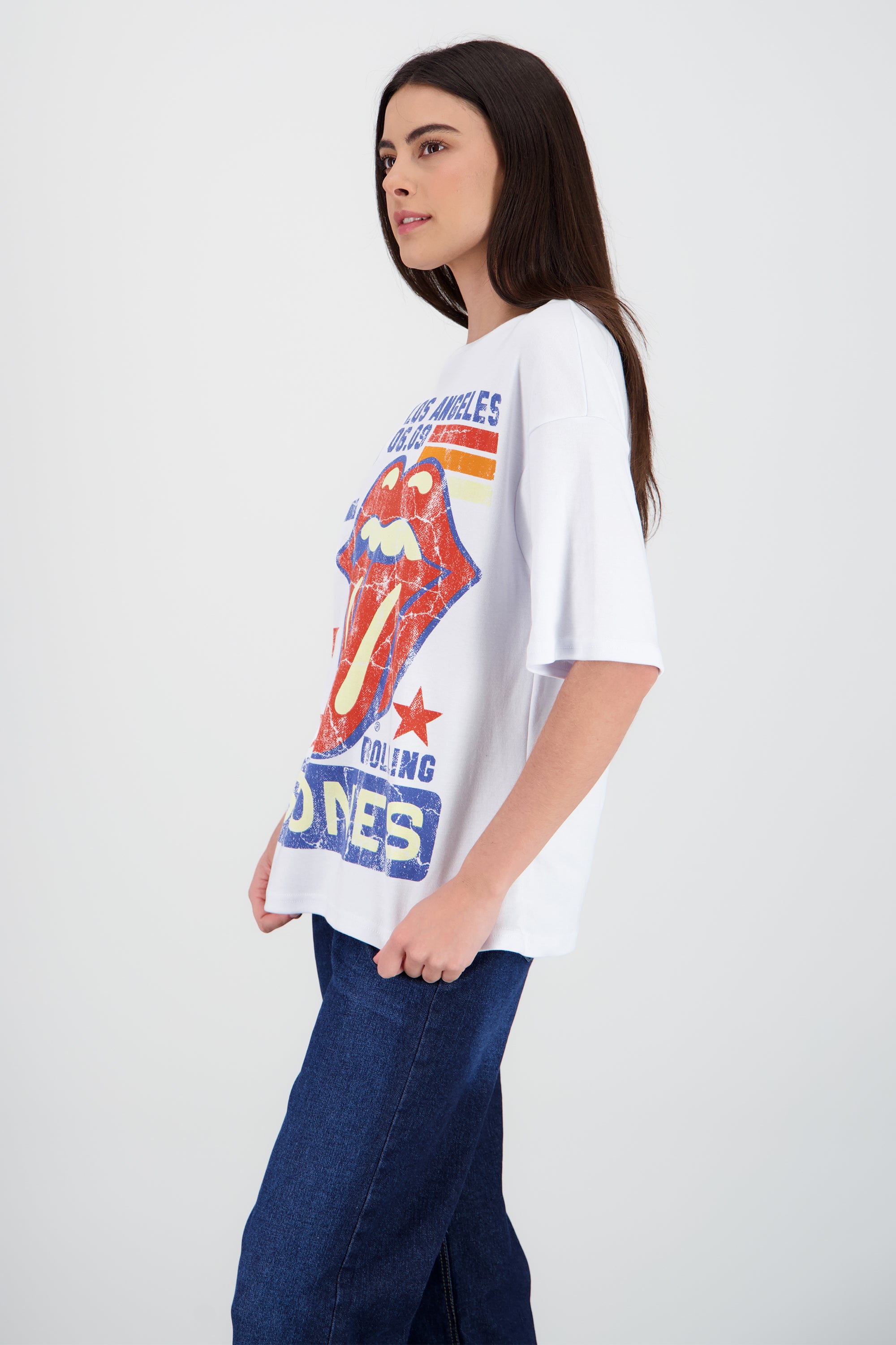 Playera rolling stones los angeles BLANCO