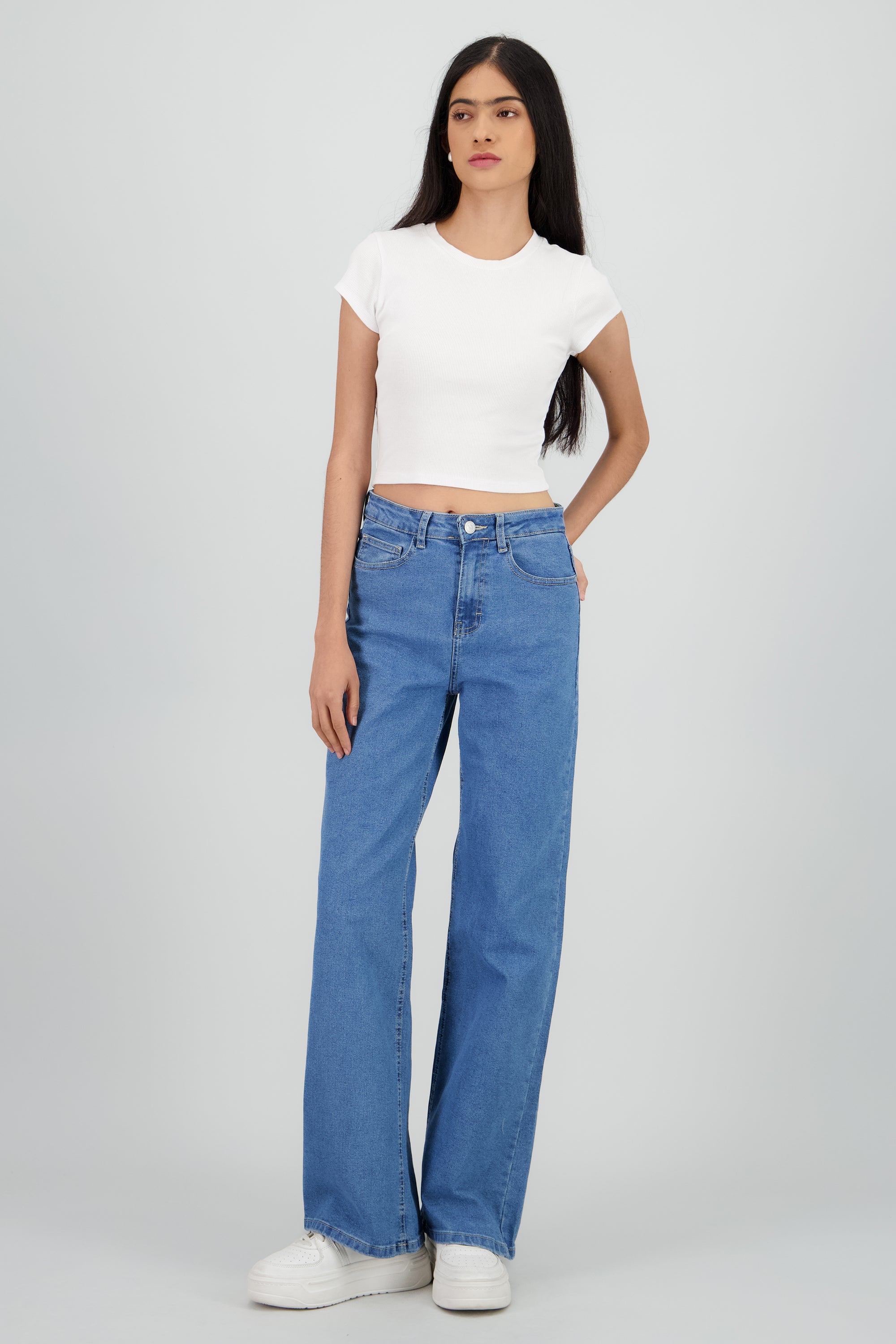 Jeans wide leg amplios BLEACHED