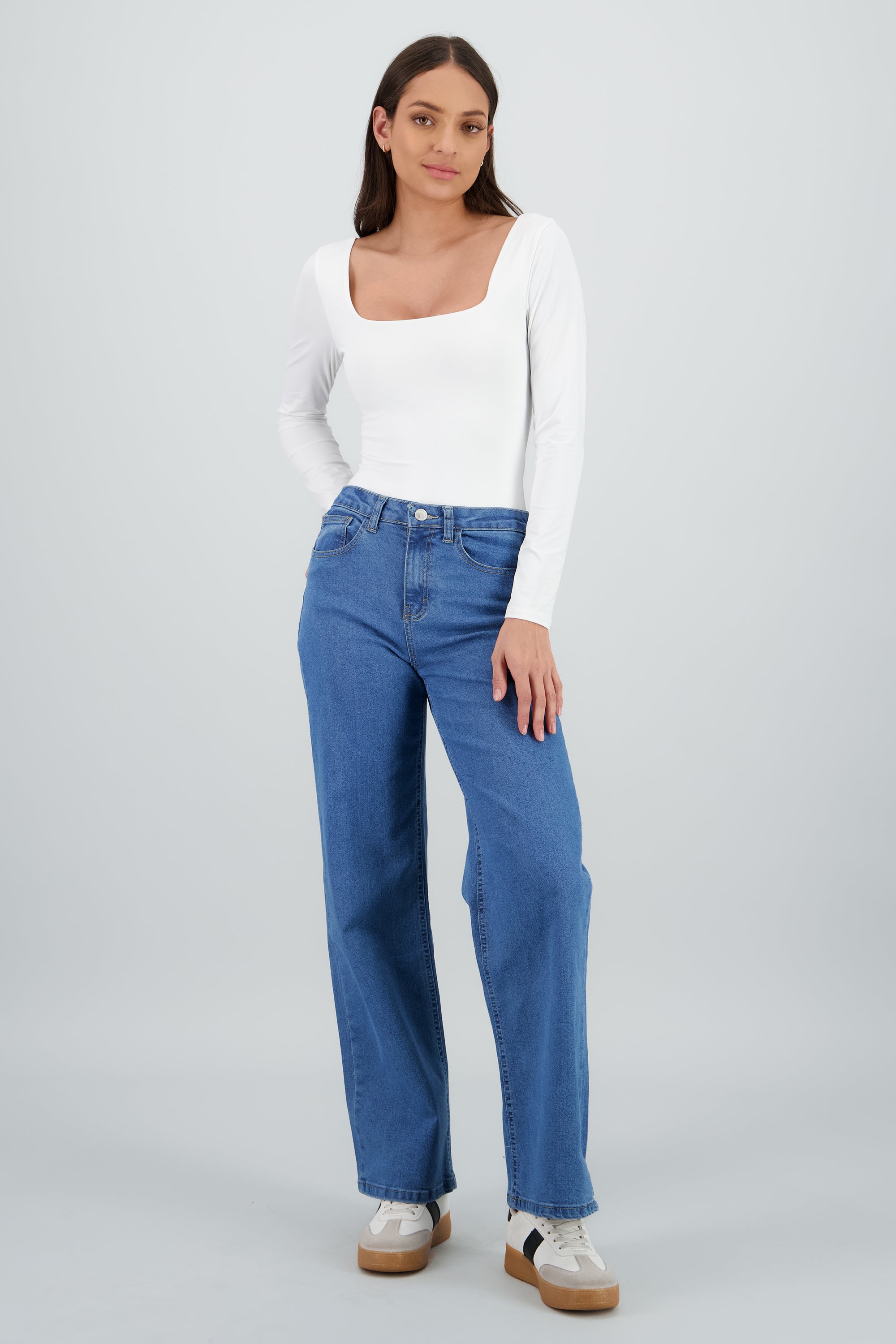 Jeans wide leg amplios STONE MEDIO