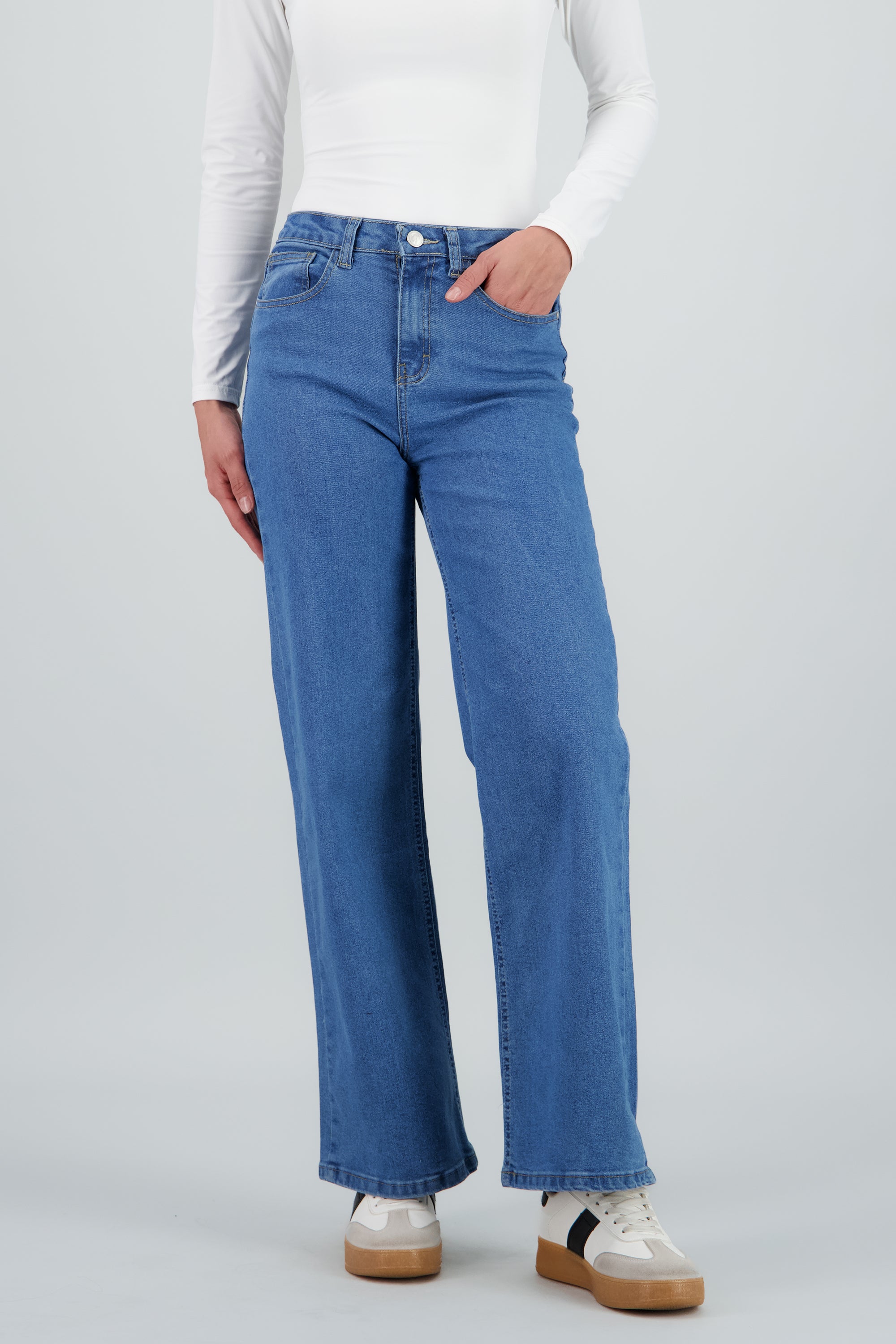Jeans wide leg amplios STONE MEDIO