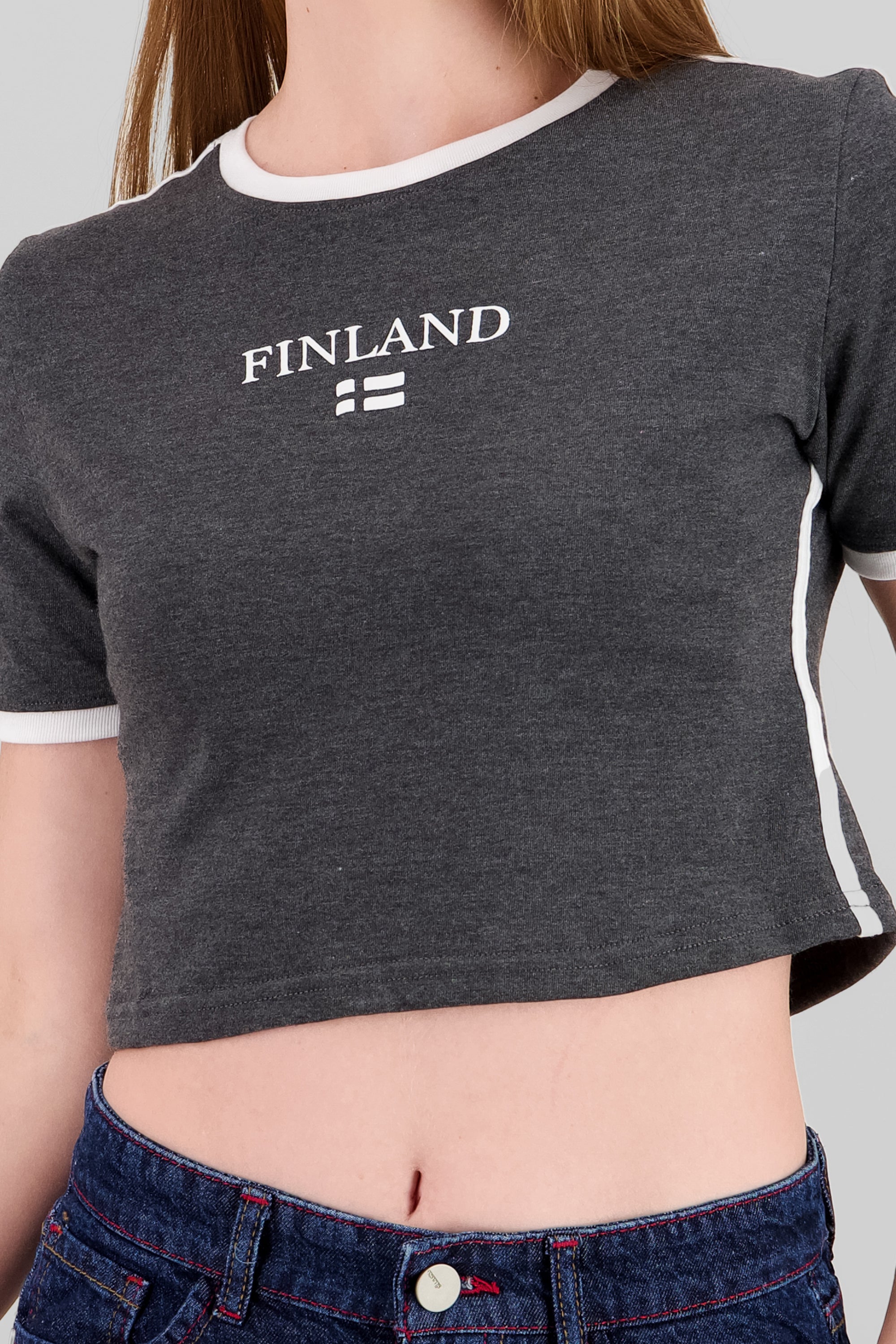 T-shirt crop contraste finland GRIS OBSCURO