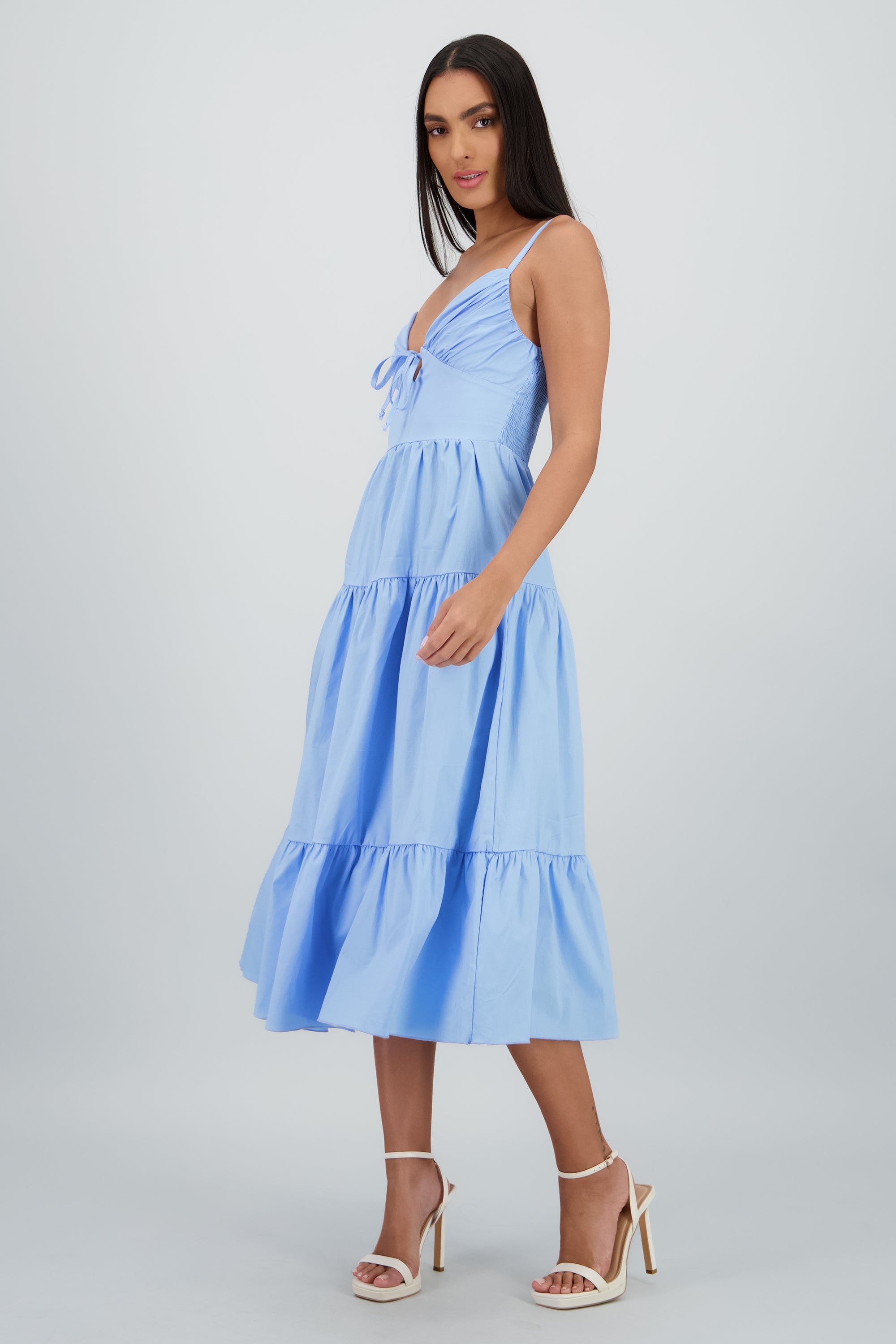 Vestido maxi tirantes olanes AZUL PASTEL