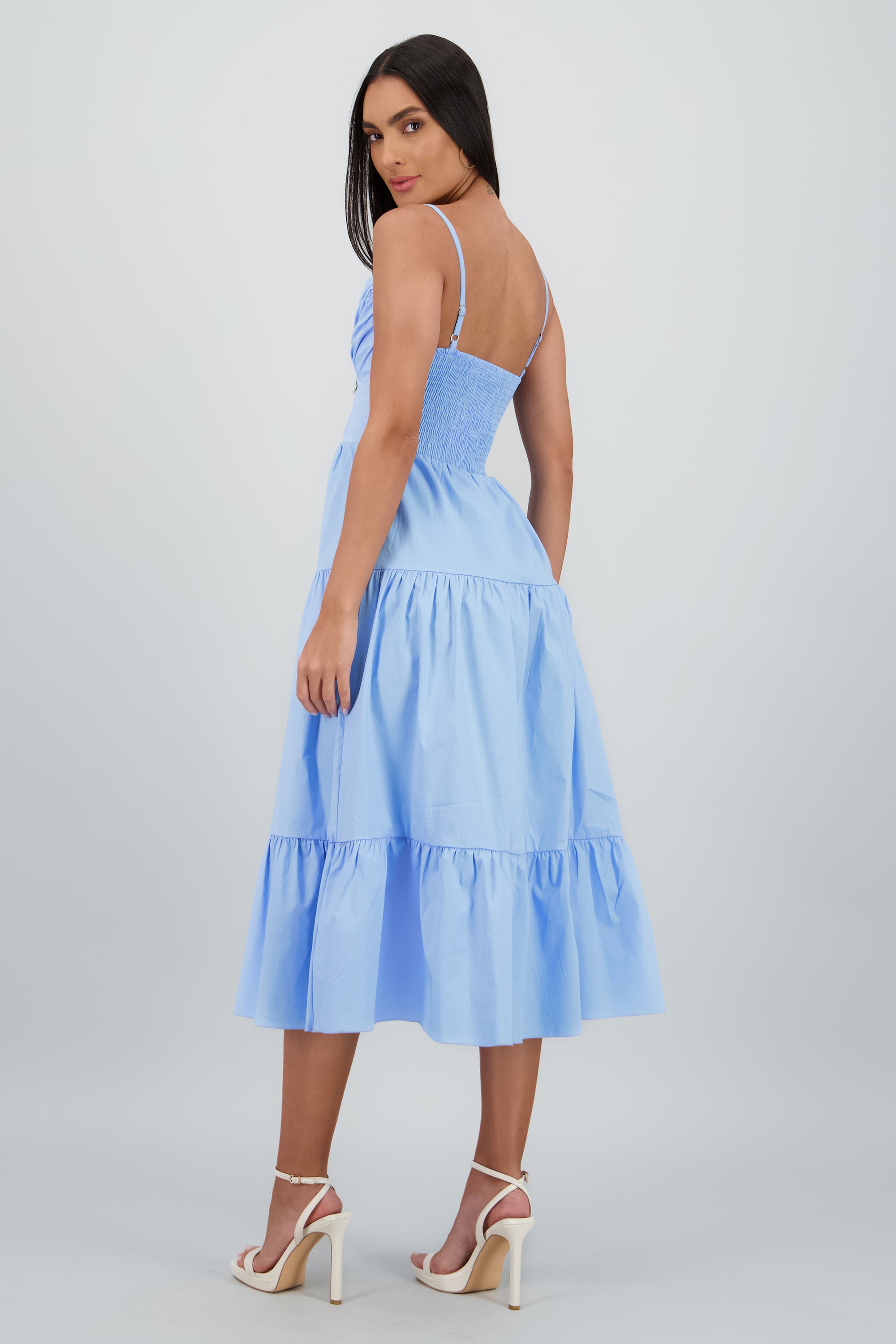 Vestido maxi tirantes olanes AZUL PASTEL