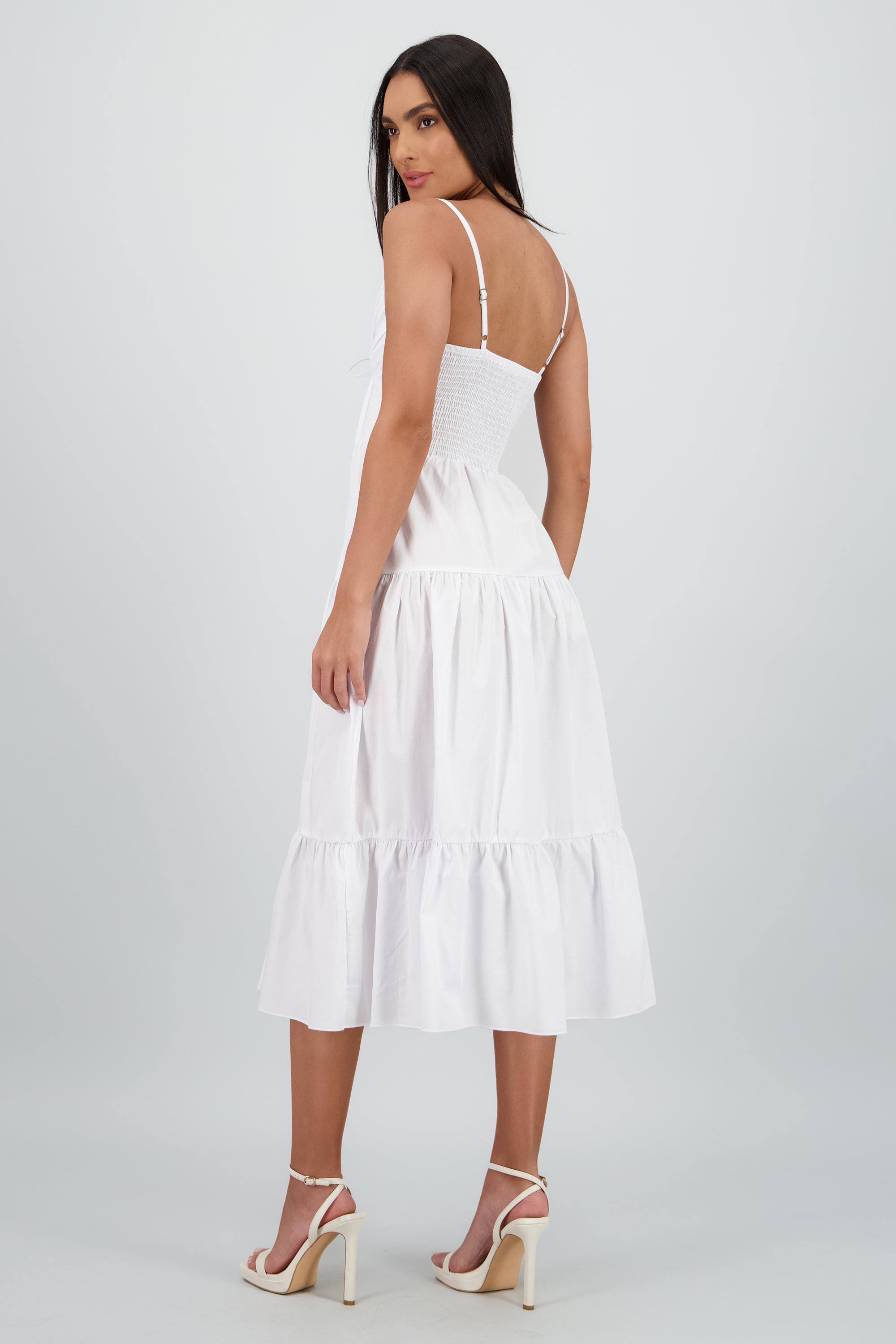 Vestido maxi tirantes olanes BLANCO