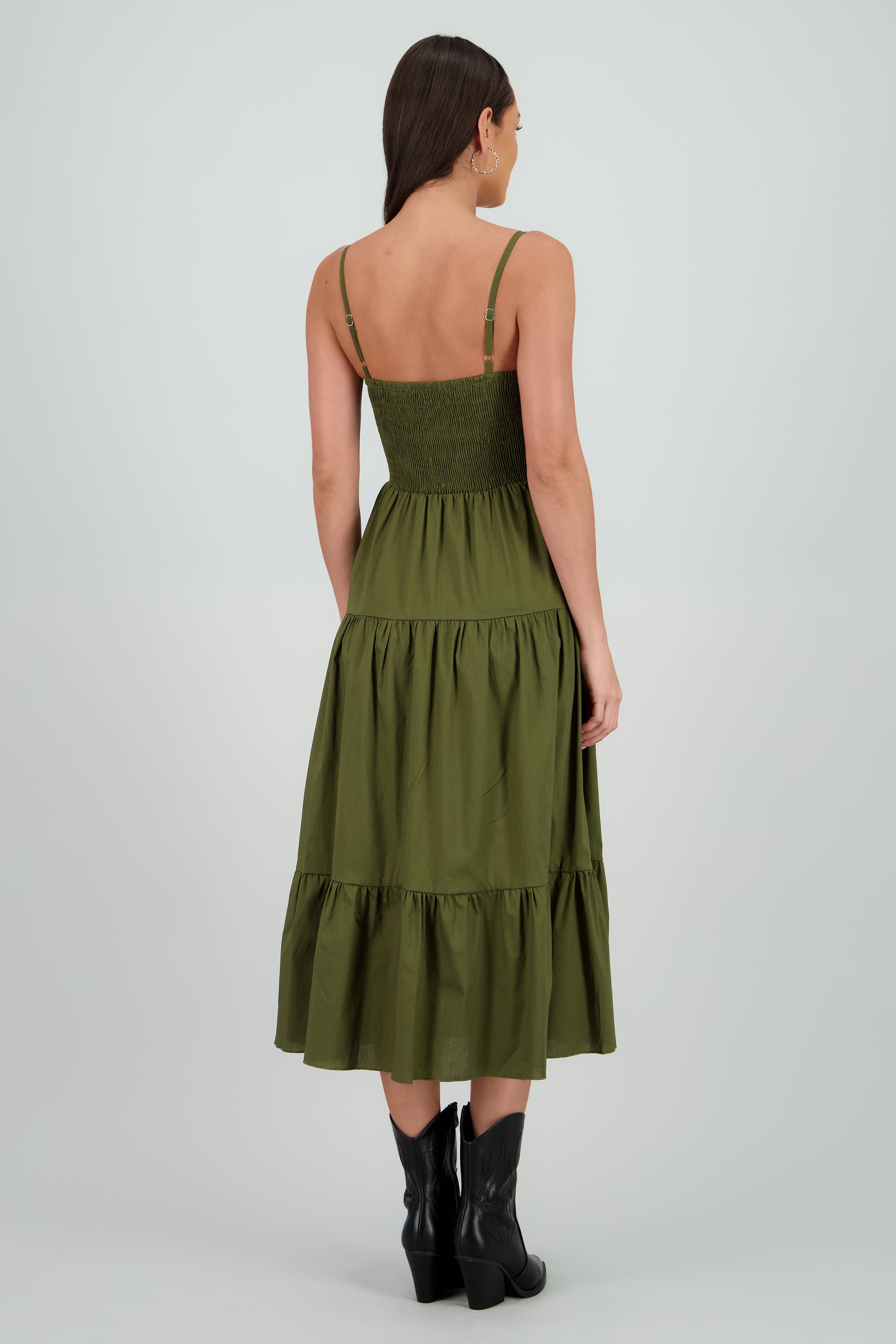 Vestido maxi tirantes olanes OLIVO