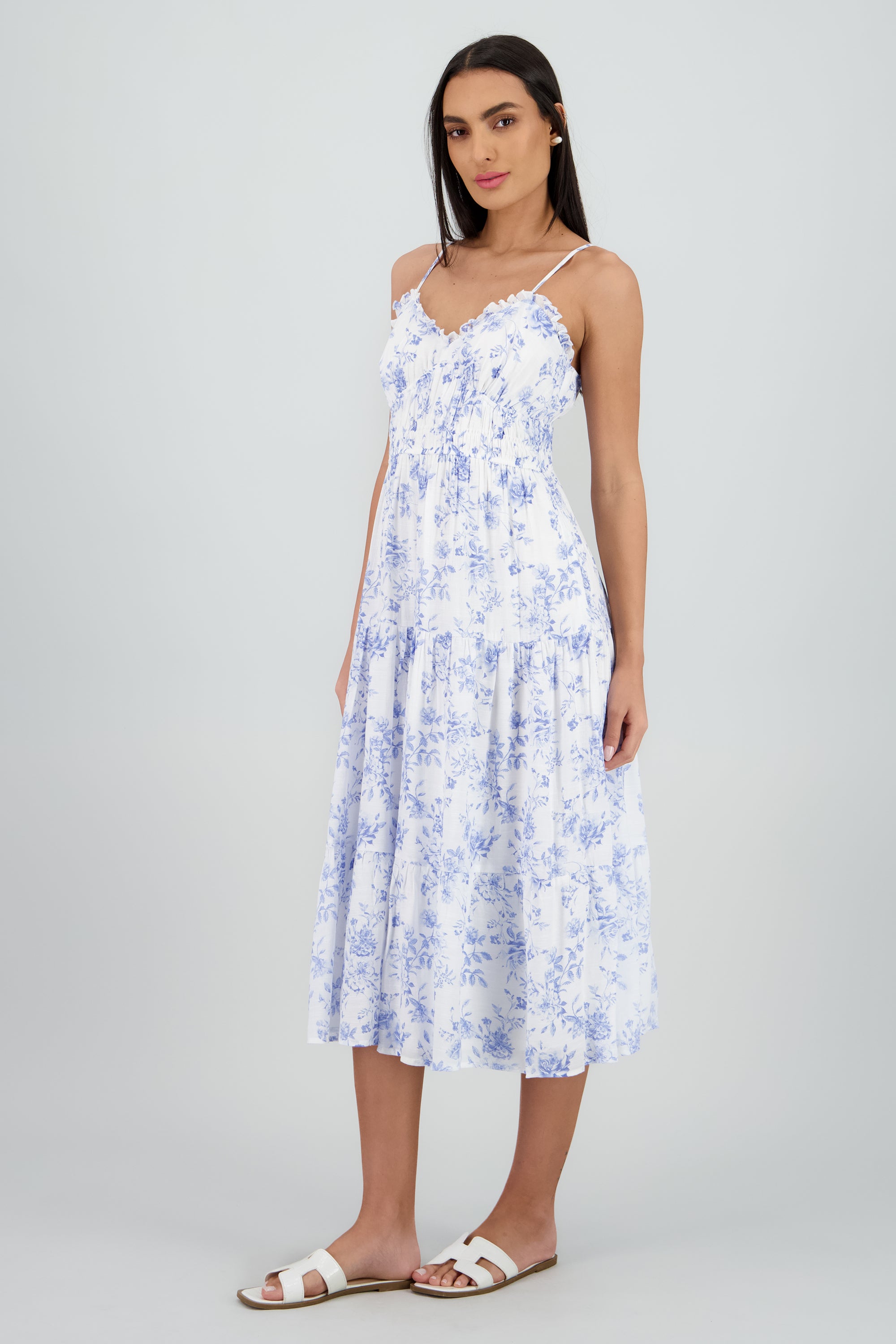 Vestido Maxi Detalle Floral AZUL