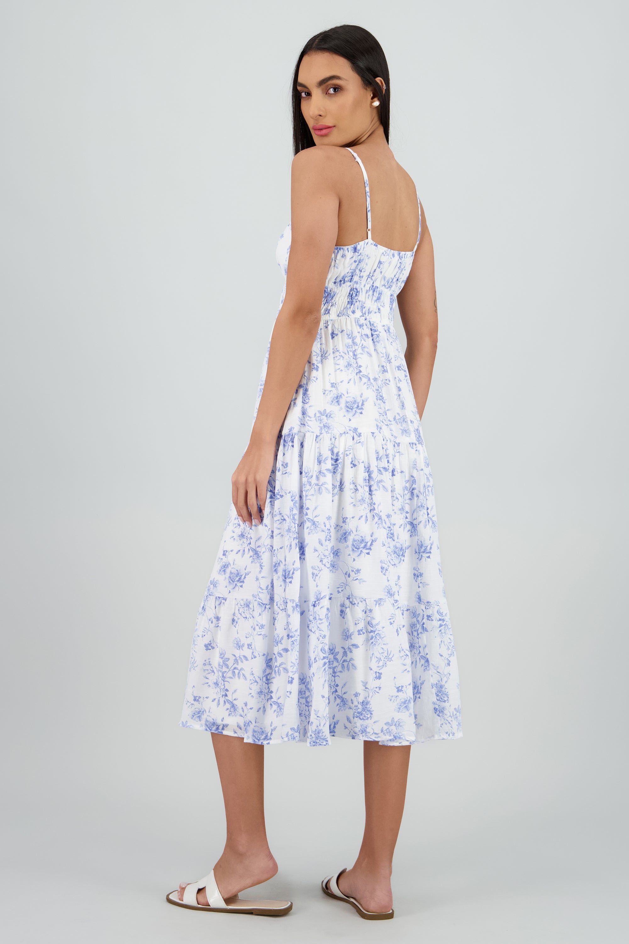 Vestido Maxi Detalle Floral AZUL