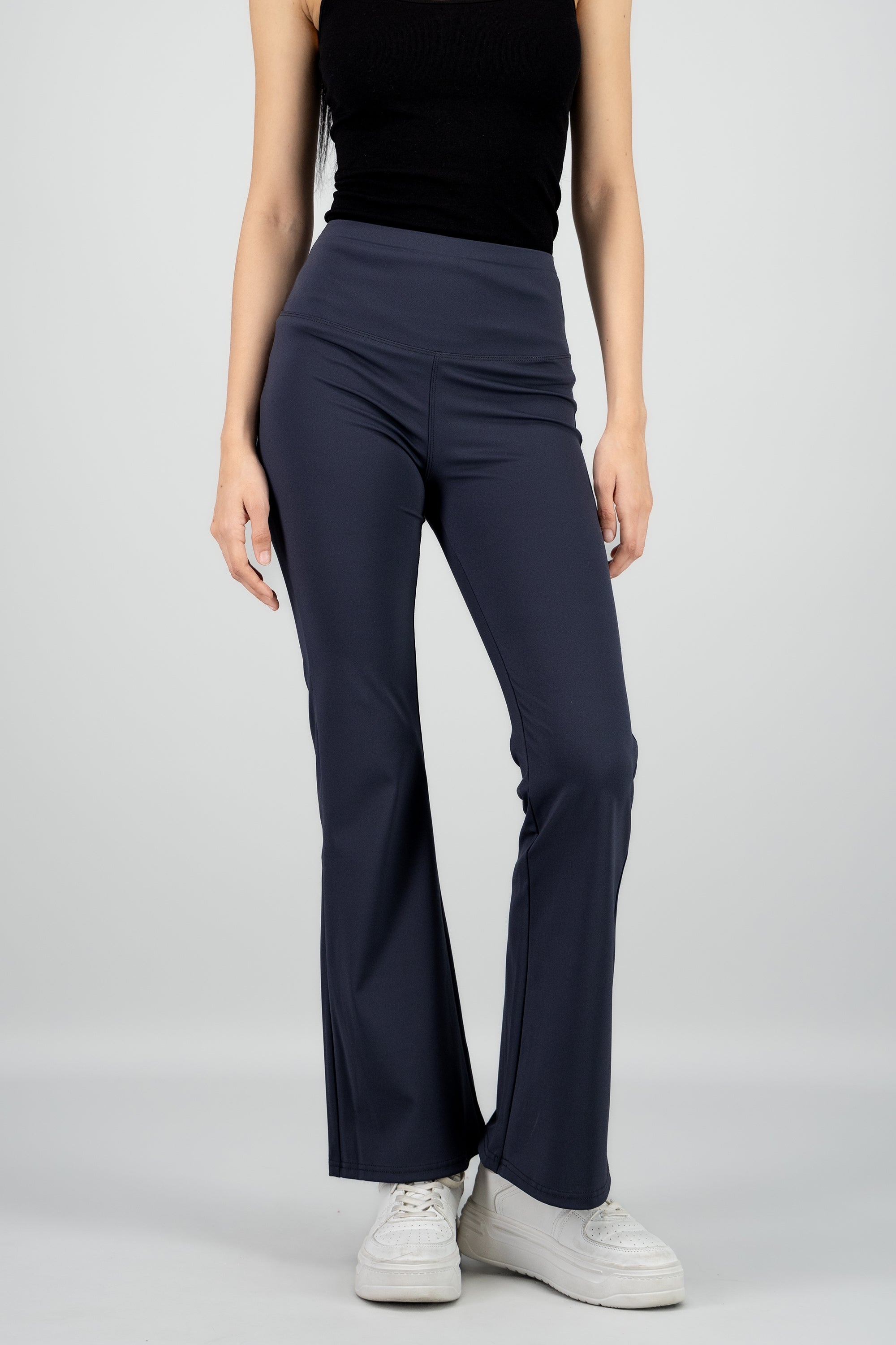 Pantalones suaves flare lisos PETROLEO