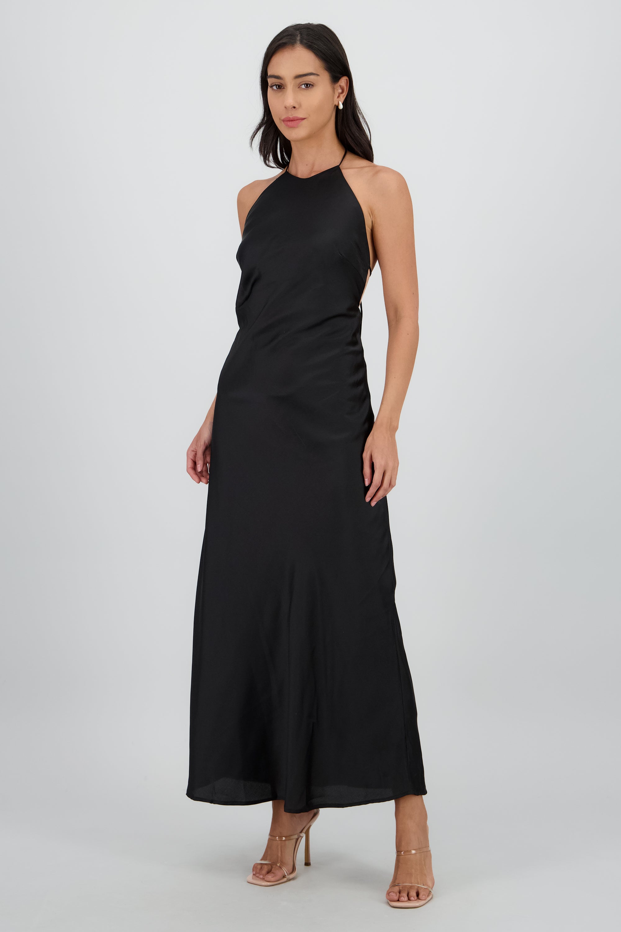 Vestido maxi halter satin