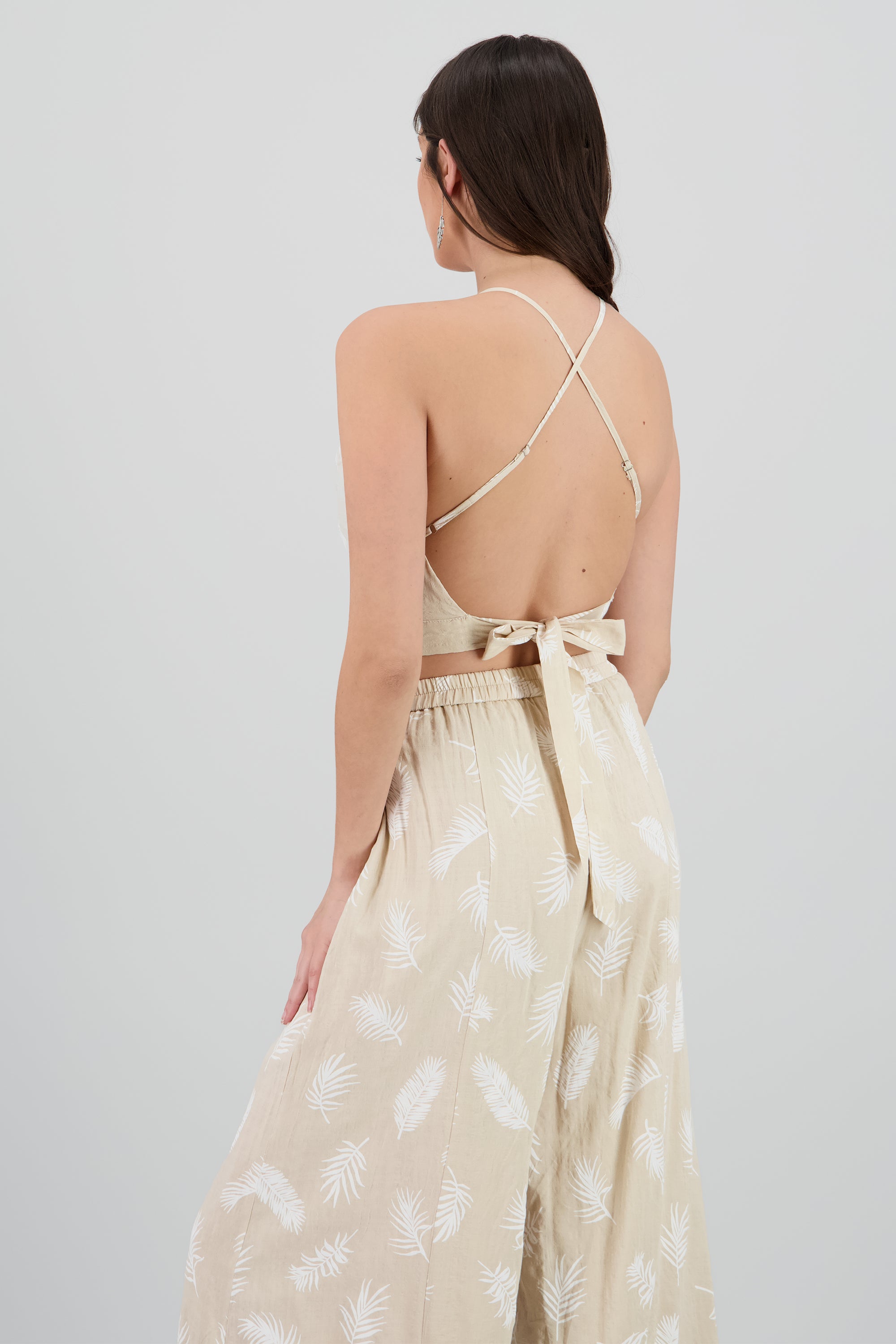 Top halter estampado tropical TAUPE