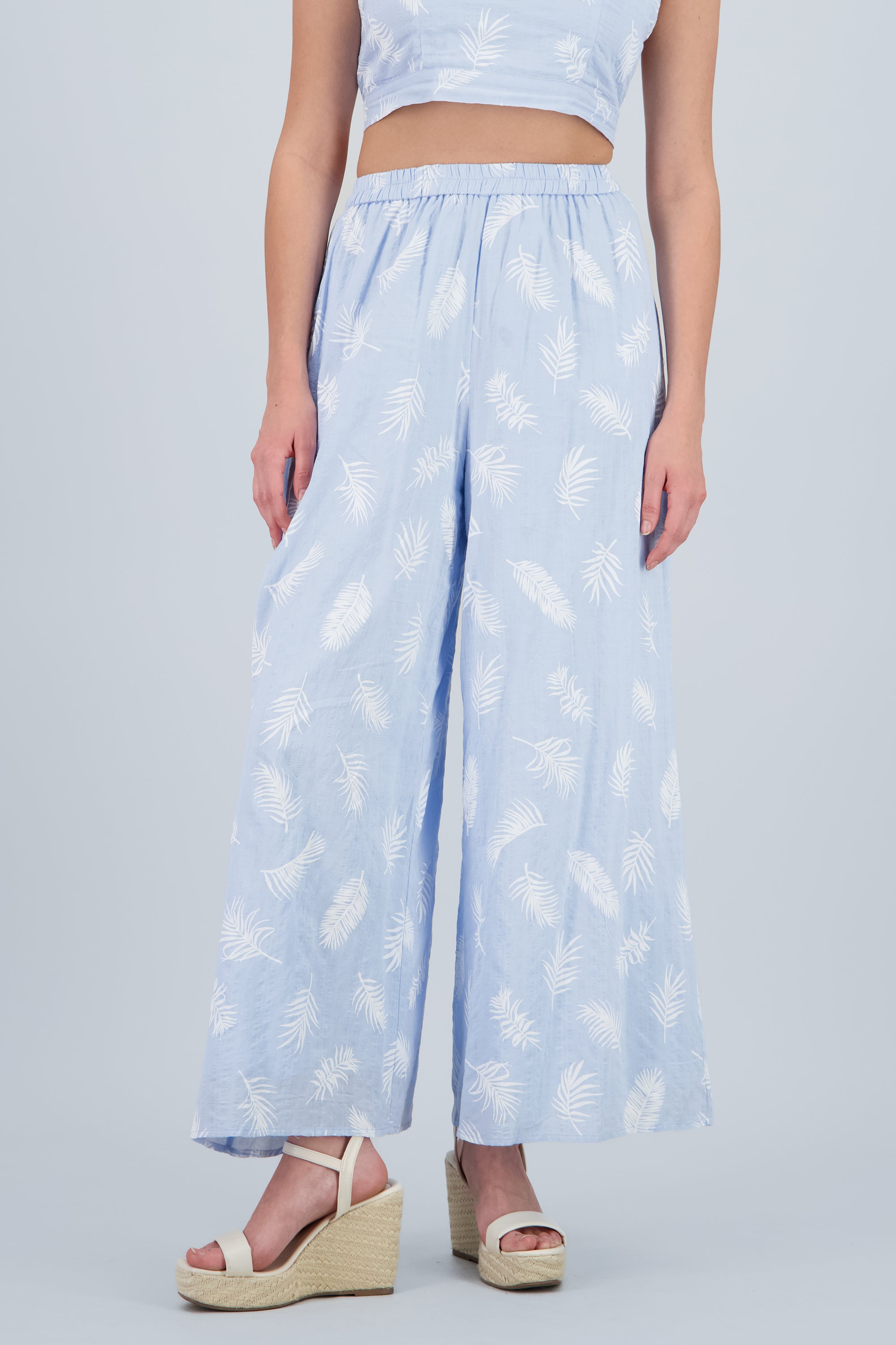 Pantalon amplio estampado tropical AZUL CIELO
