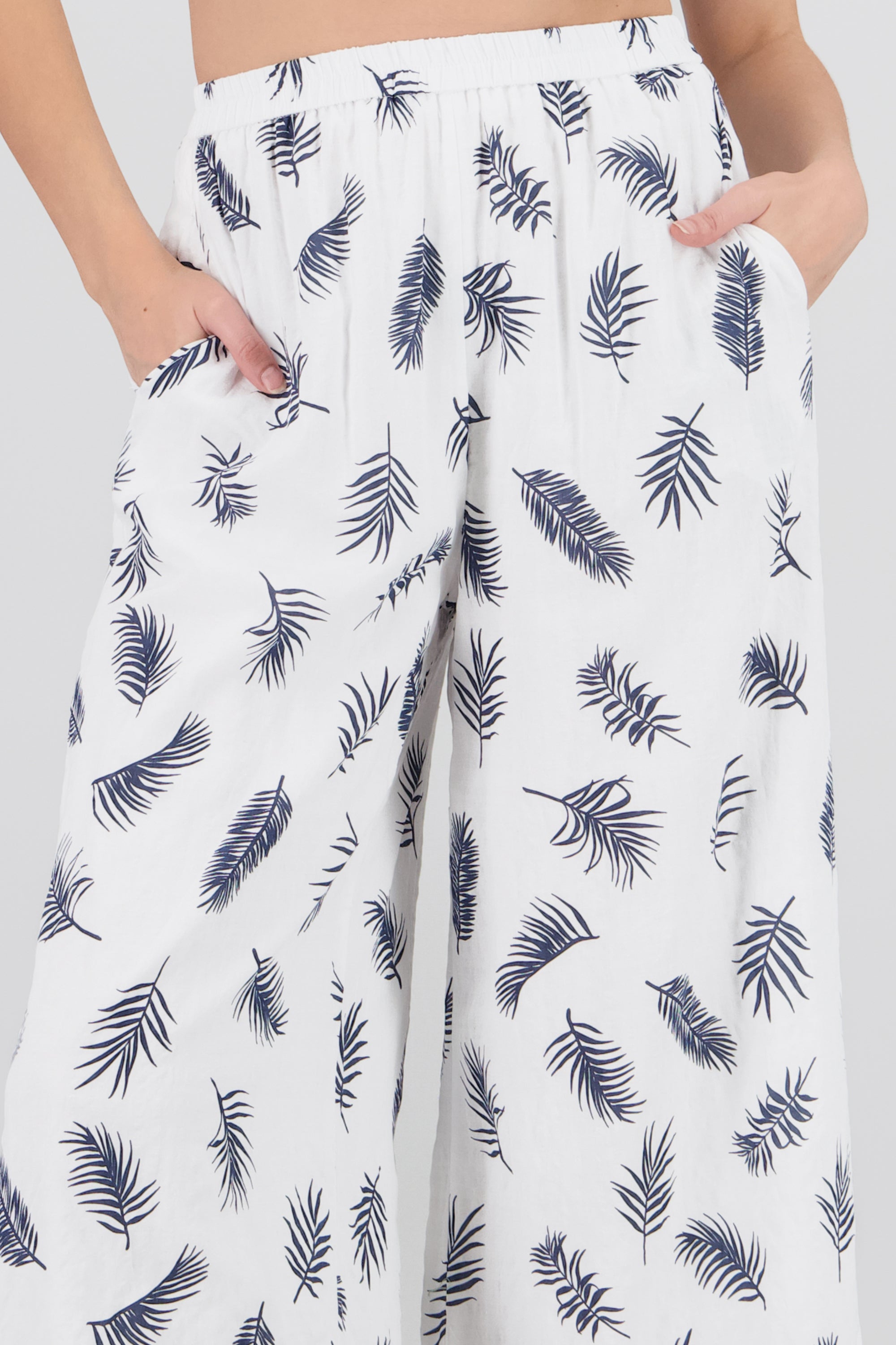 Pantalon amplio estampado tropical BLANCO